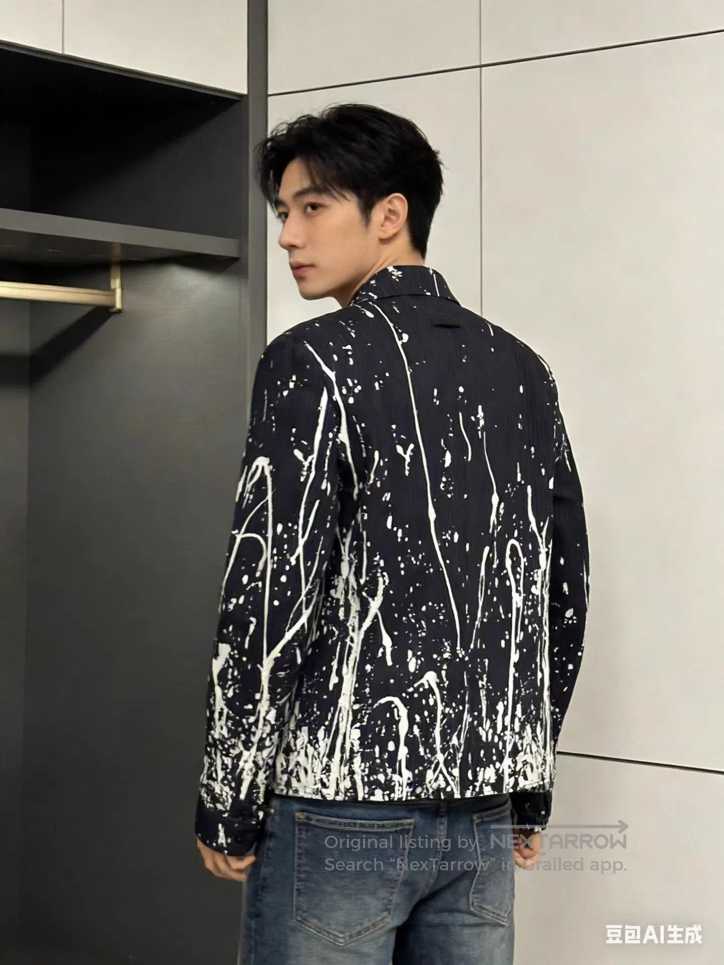 Jean Paul Gaultier Black Splatter Print Long Sleeve Button. Size US M / EU 48-50 / 2 - 5 Thumbnail