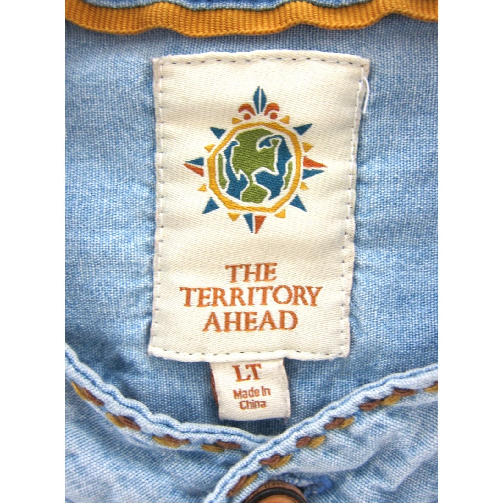 The Territory Ahead The Territory Ahead Cotton Blue Denim Shirt Men LT Long Sleeve Button Up Shirt Cotton Denim Size L / US 10 / IT 46 - 3 Thumbnail