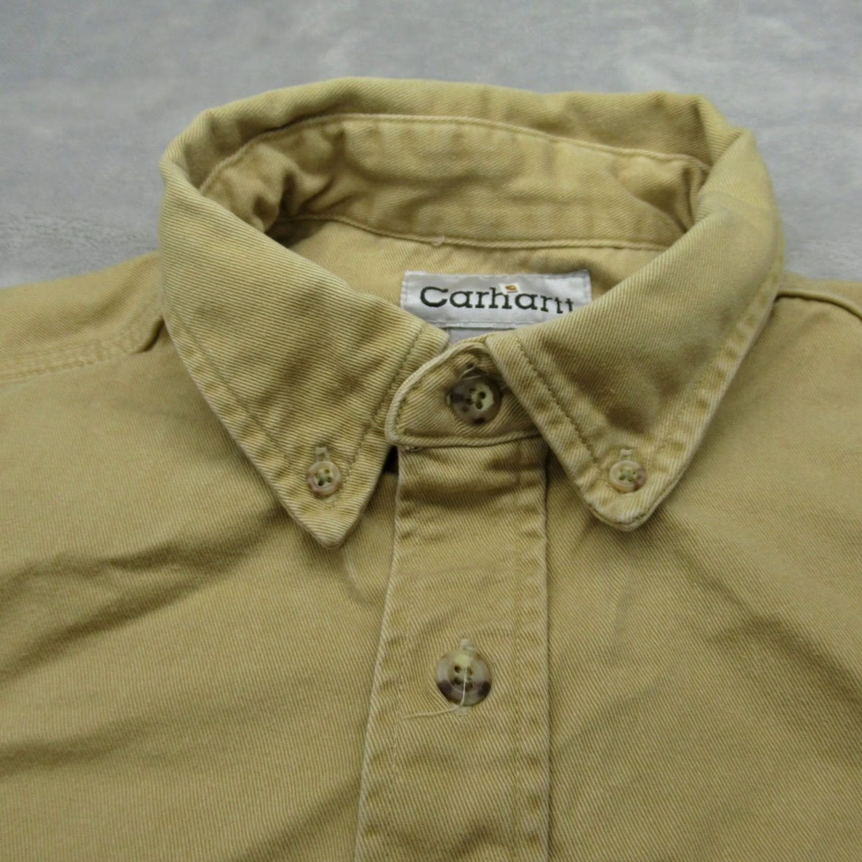Carhartt Carhartt Shirt Mens Medium Beige Canvas Heavyweight Work Relaxed Button-Up Long Sleeve Beige Mens Button-Down Collared Canvas Shirt and Work Shirt Size US M / EU 48-50 / 2 - 7 Thumbnail