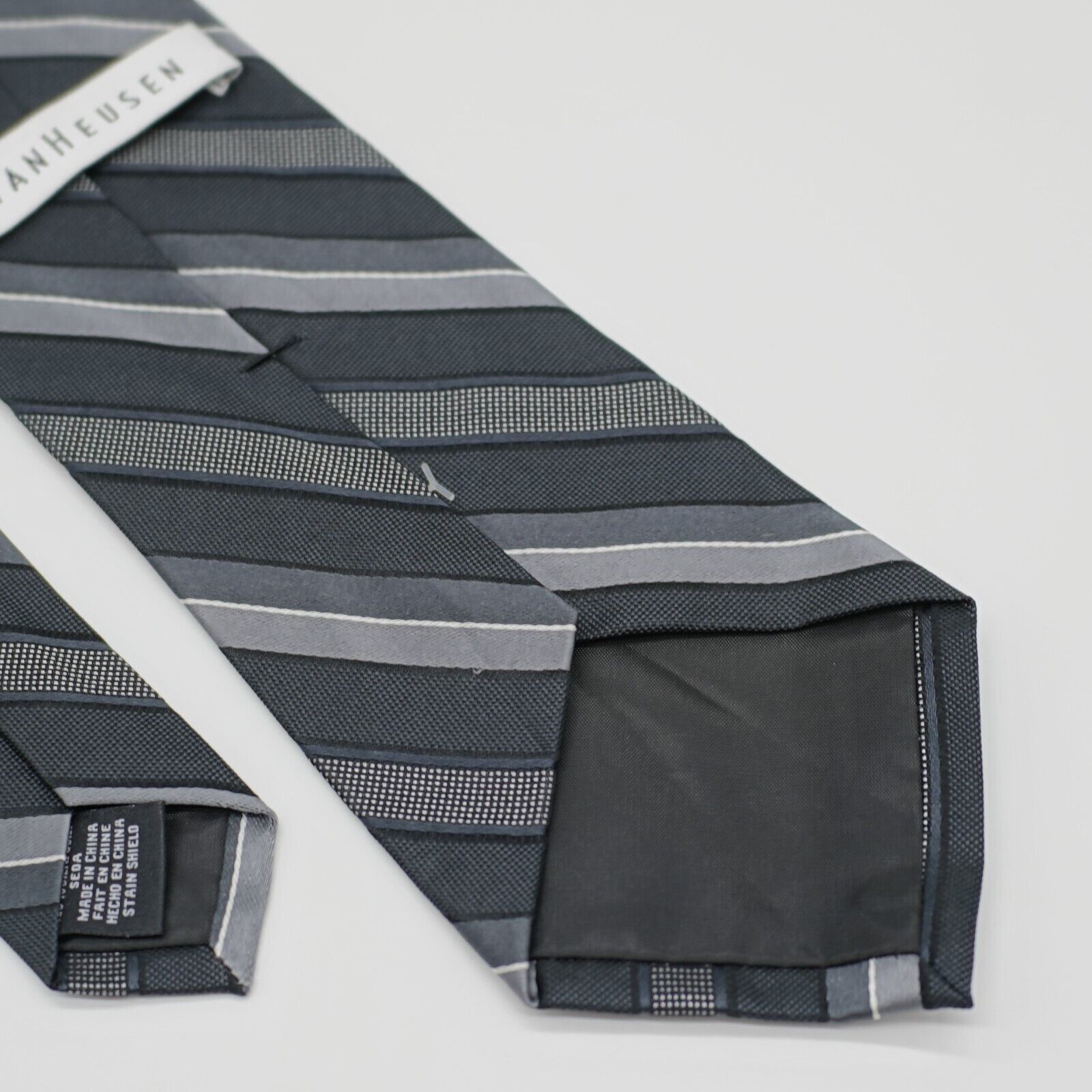 Van Heusen Van Heusen Gray Striped Woven Silk Tie Size ONE SIZE - 5 Thumbnail