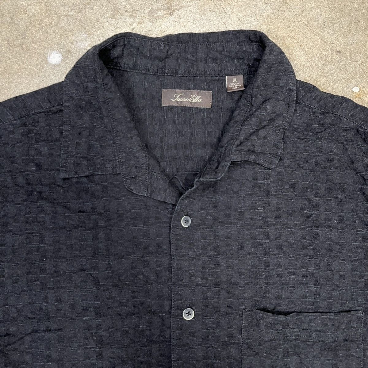 Tasso Elba × Vintage Short Sleeve Button Shirt Black Silk Blend Tasso Elba Size US XL / EU 56 / 4 - 2 Thumbnail