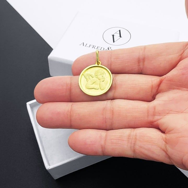 Other Guardian Angel Charm 14k Yellow Gold 19mm Baptismal Pendant Size ONE SIZE - 3 Thumbnail