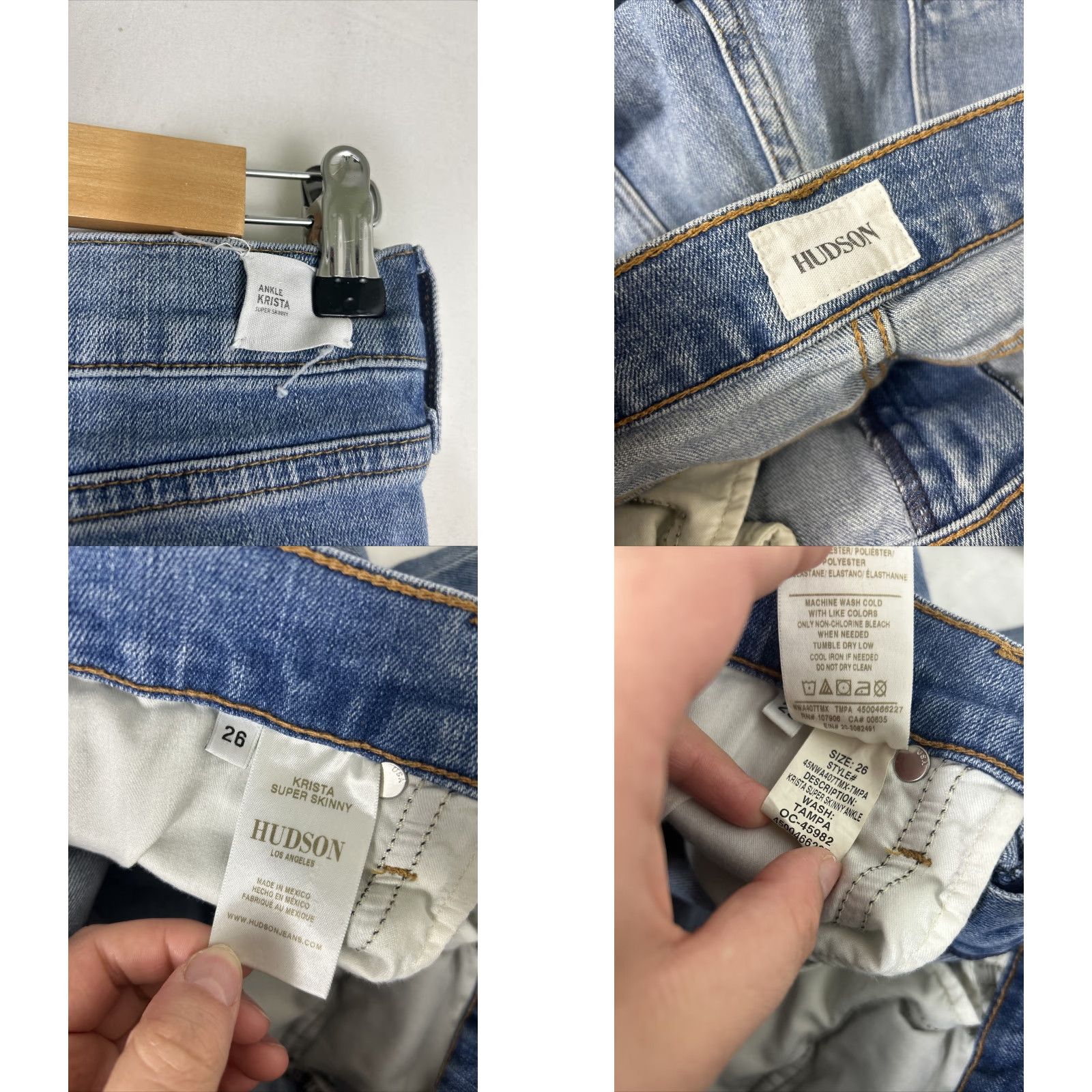 Hudson Hudson Krista Ankle Super Skinny Jeans Women 26 Blue Distressed Zipper 30x29 Size 26" / US 2 / IT 38 - 9 Thumbnail