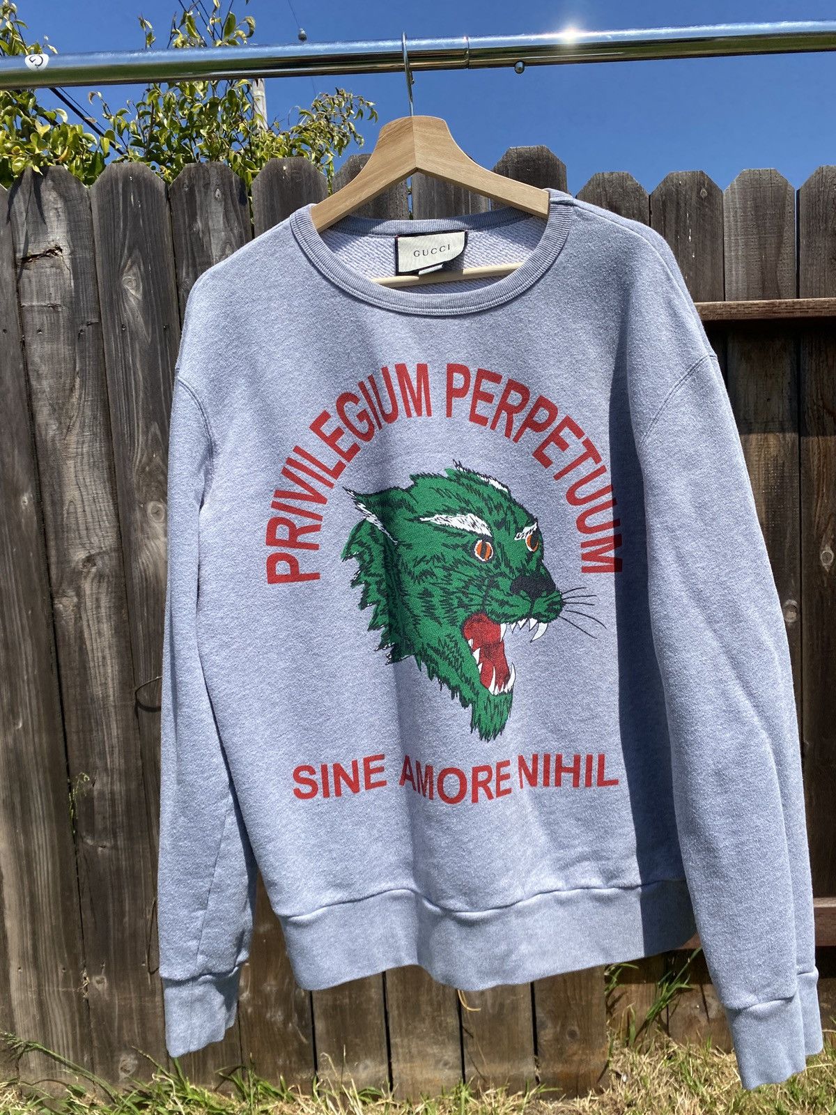 image of Gucci 2018 Privilegium Perpetuum Grey Green Sweatshirt, Men's (Size Medium)