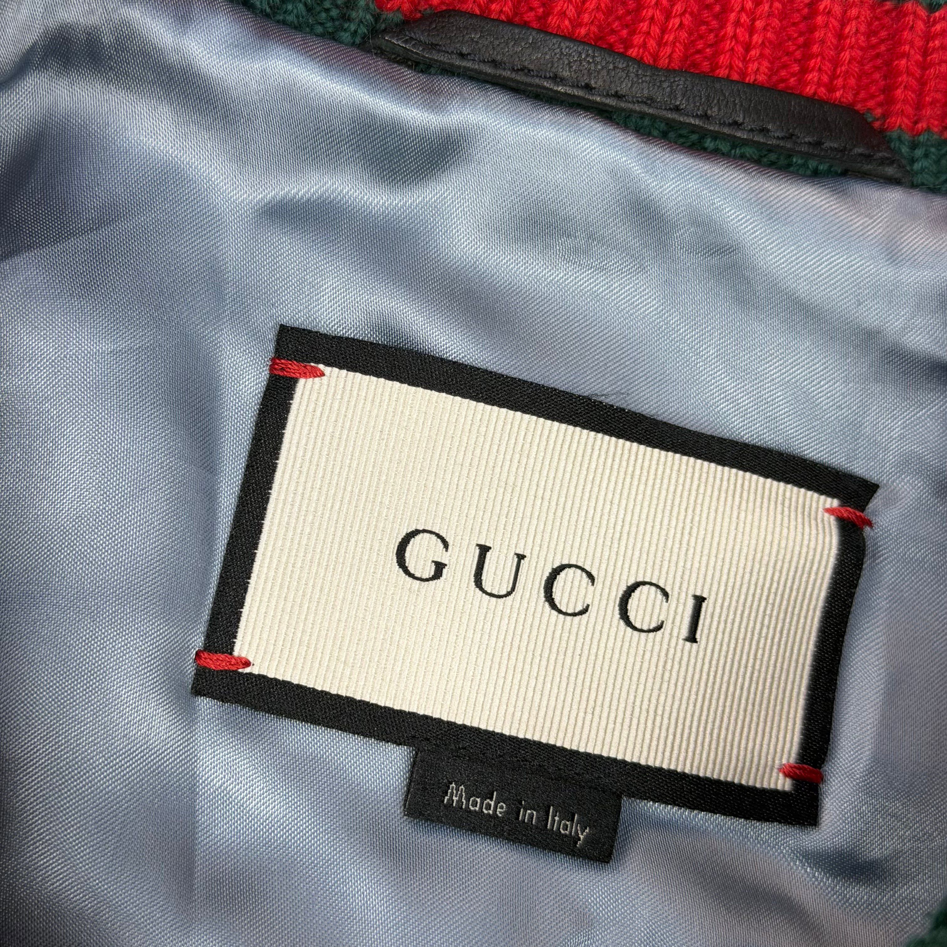 Gucci Gucci Web Trim Leather Bomber 46 (M) Size US M / EU 48-50 / 2 - 6 Thumbnail
