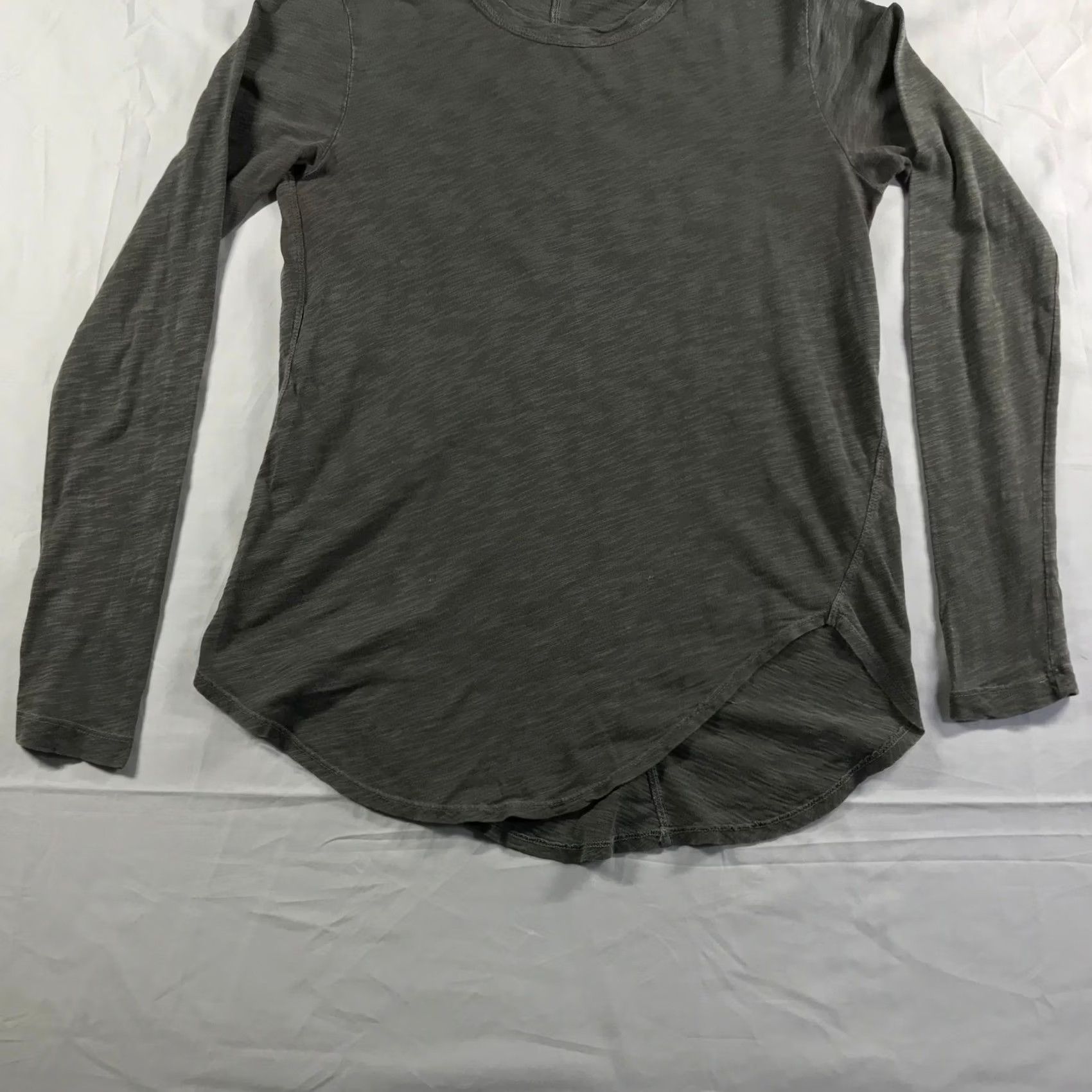 Vintage Wilt Womens XS Gray Long Sleeve Top USA Asymmetrical Crossover Hem Slub Knit Size XS / US 0-2 / IT 36-38 - 7 Thumbnail