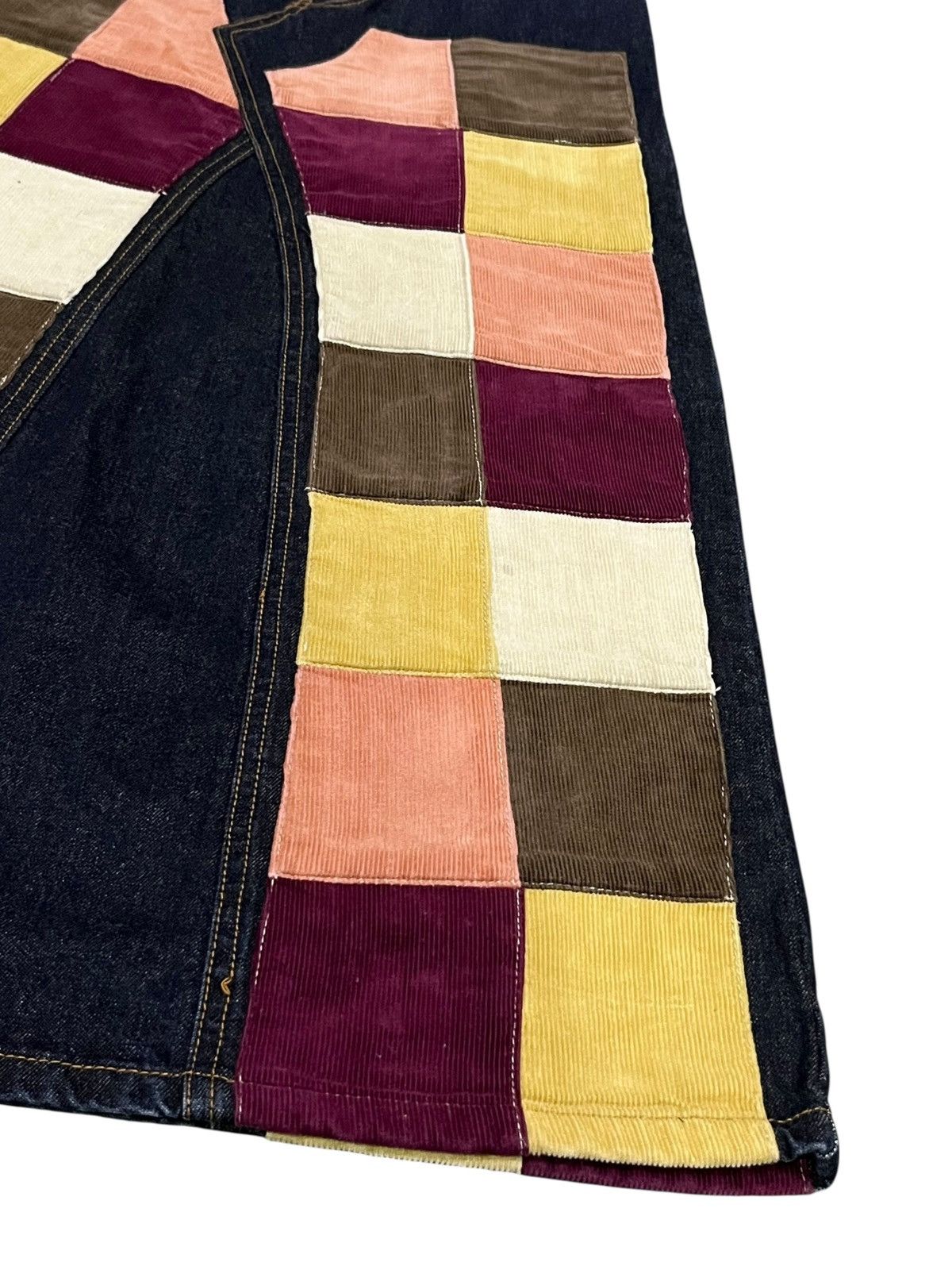 Designer Avant Garde Multicolour Patchwork Double Knee Midi Skirt Size 26" / US 2 / IT 38 - 4 Thumbnail