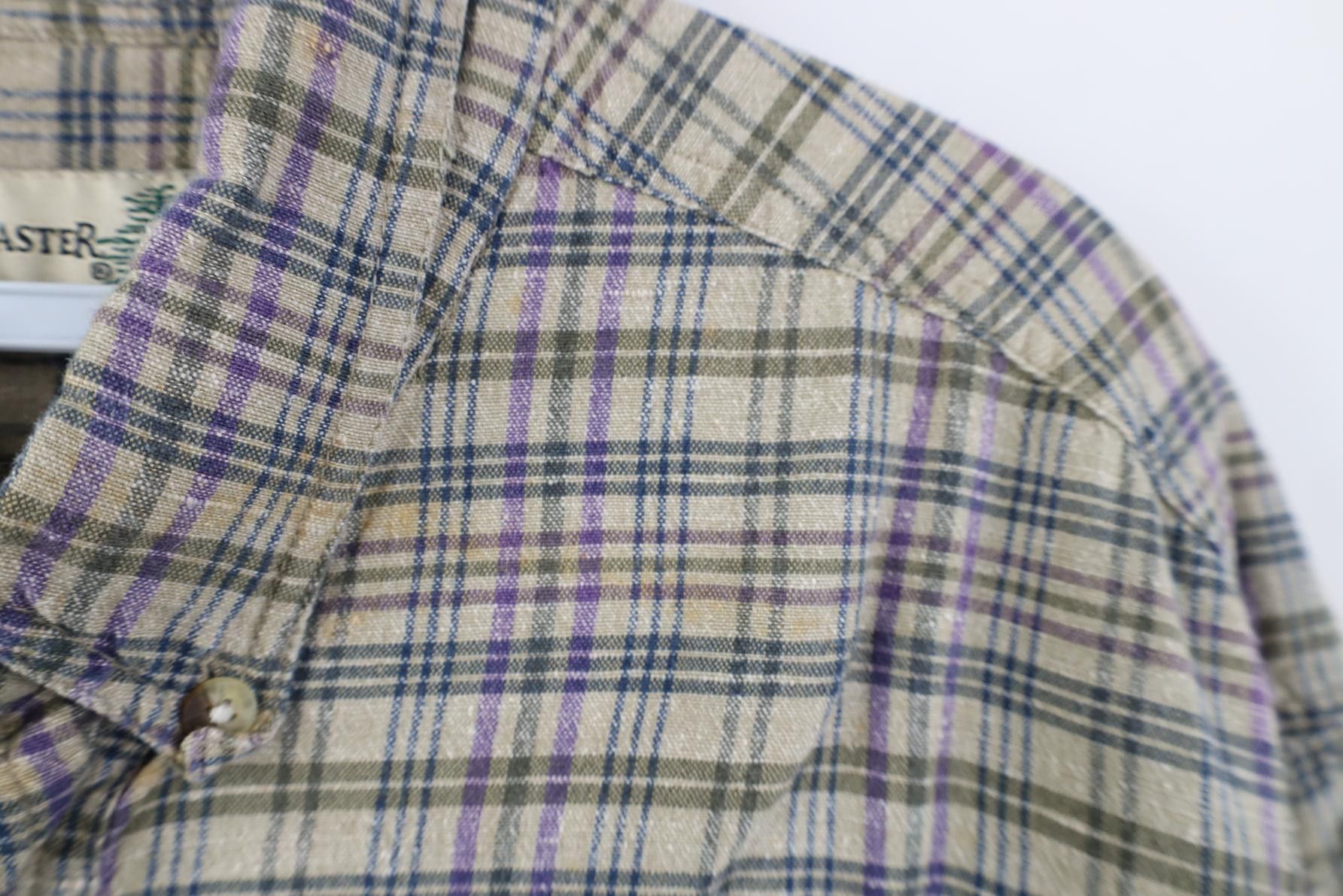 Vintage Vintage 90s Streetwear Linen Blend Baggy Collared Down Shirt Size US XL / EU 56 / 4 - 5 Thumbnail