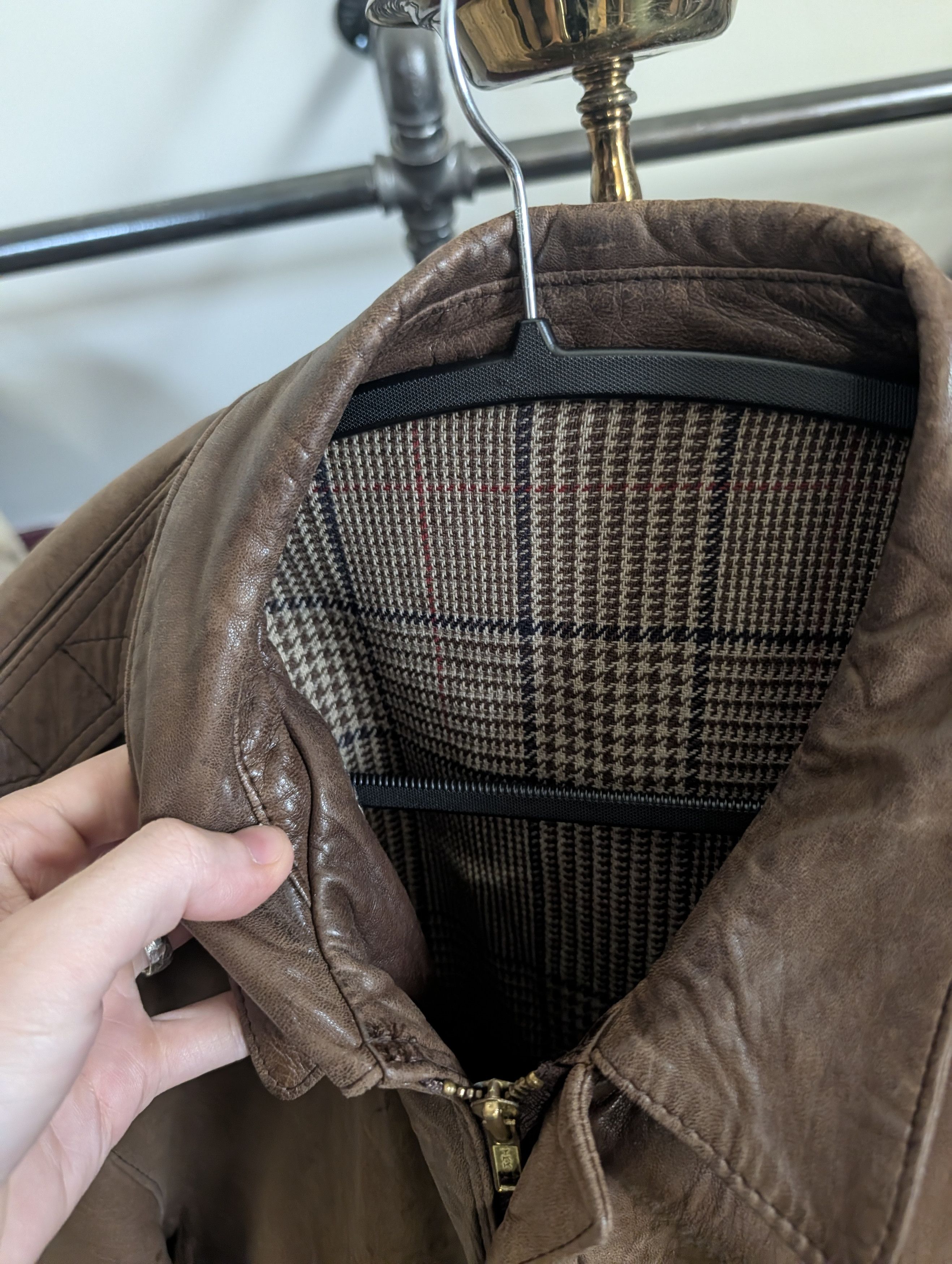 Vintage Rosenthal & Truitt leather A-2 tweed lined bomber jacket Size US XL / EU 56 / 4 - 9 Thumbnail