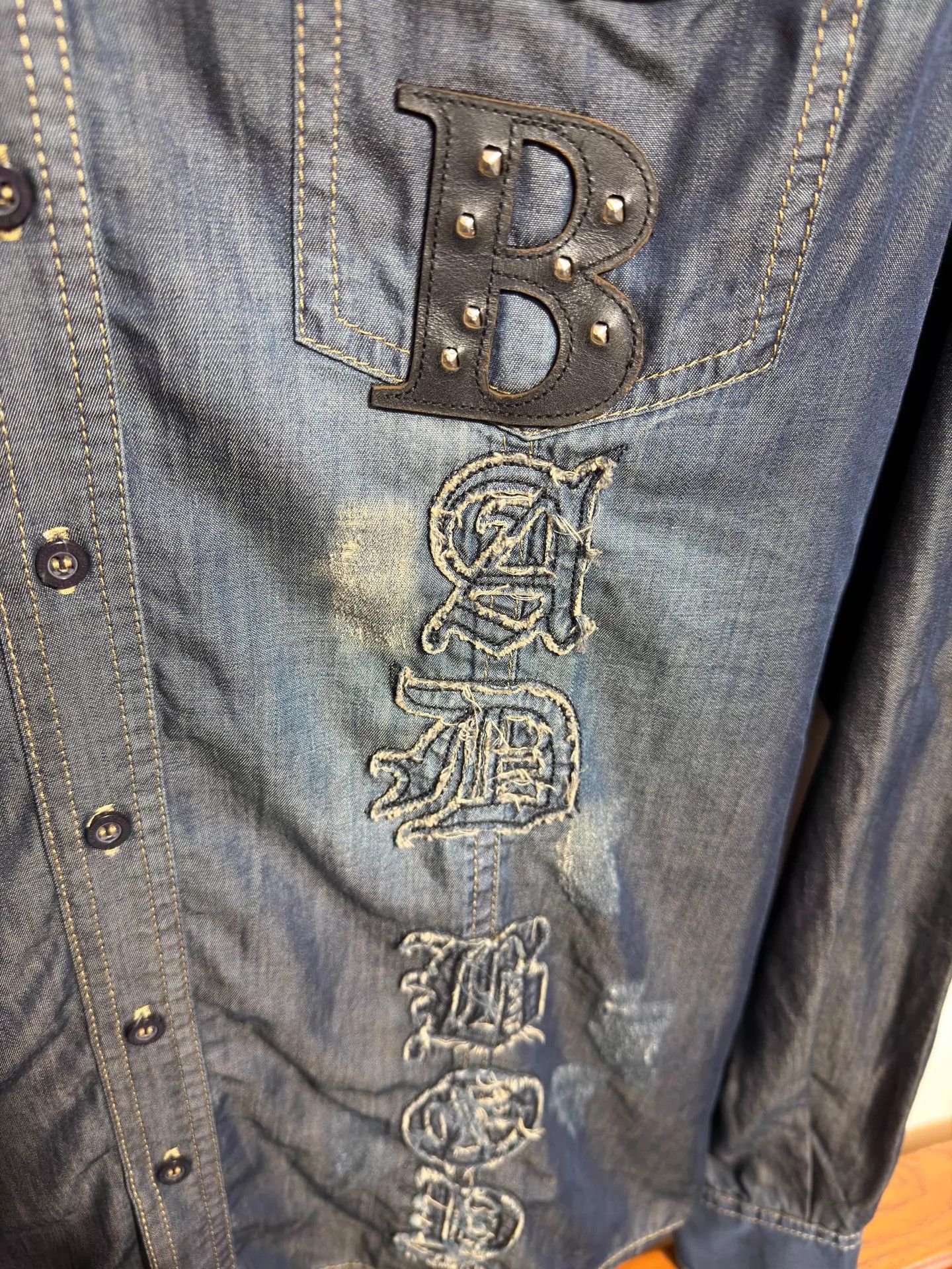 Philipp Plein Philipp Plein Slim Dark Wash Denim Shirt M/L/XL Size US XL / EU 56 / 4 - 5 Thumbnail