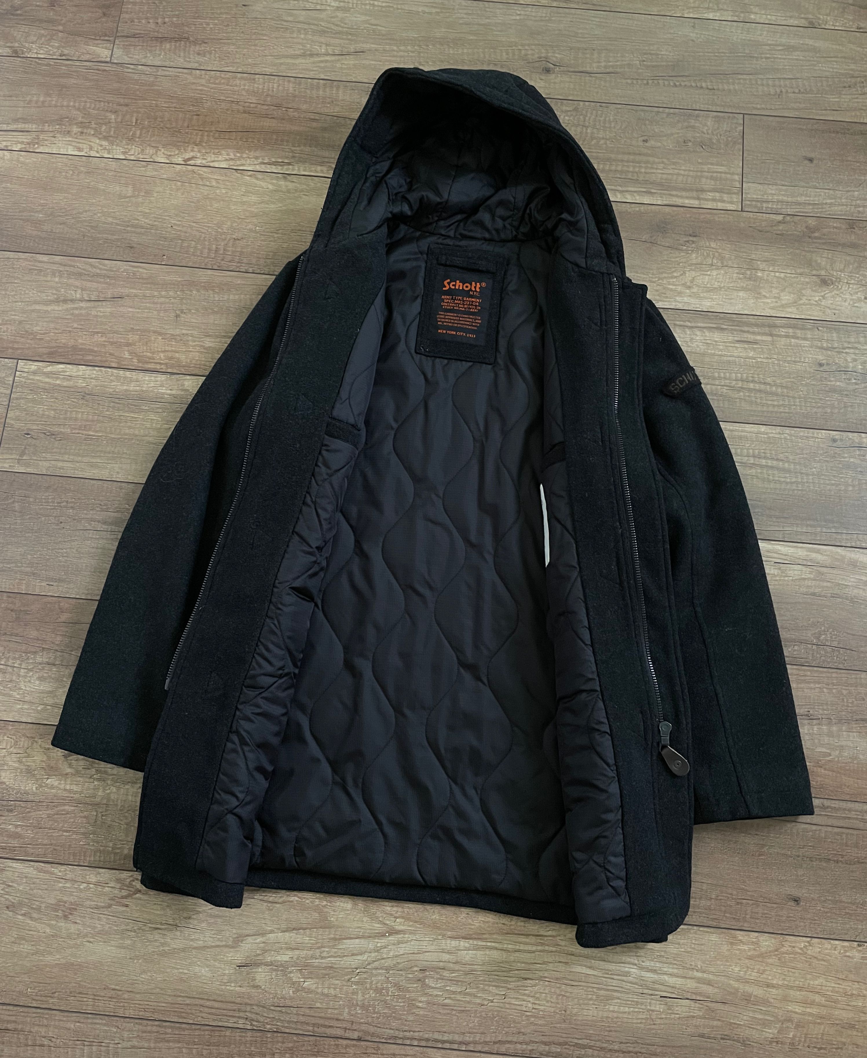 Schott Schott NYC Hooded Wool Long Duffle Coat Size US XL / EU 56 / 4 - 7 Thumbnail