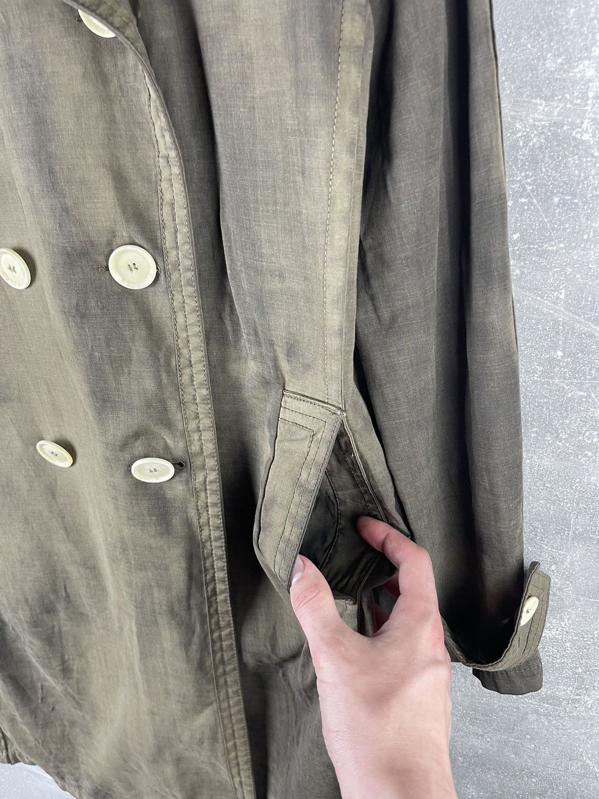 Moncler Moncler Double Breasted Waxed Olive Green Belted Trench Coat Size S / US 4 / IT 40 - 10 Thumbnail