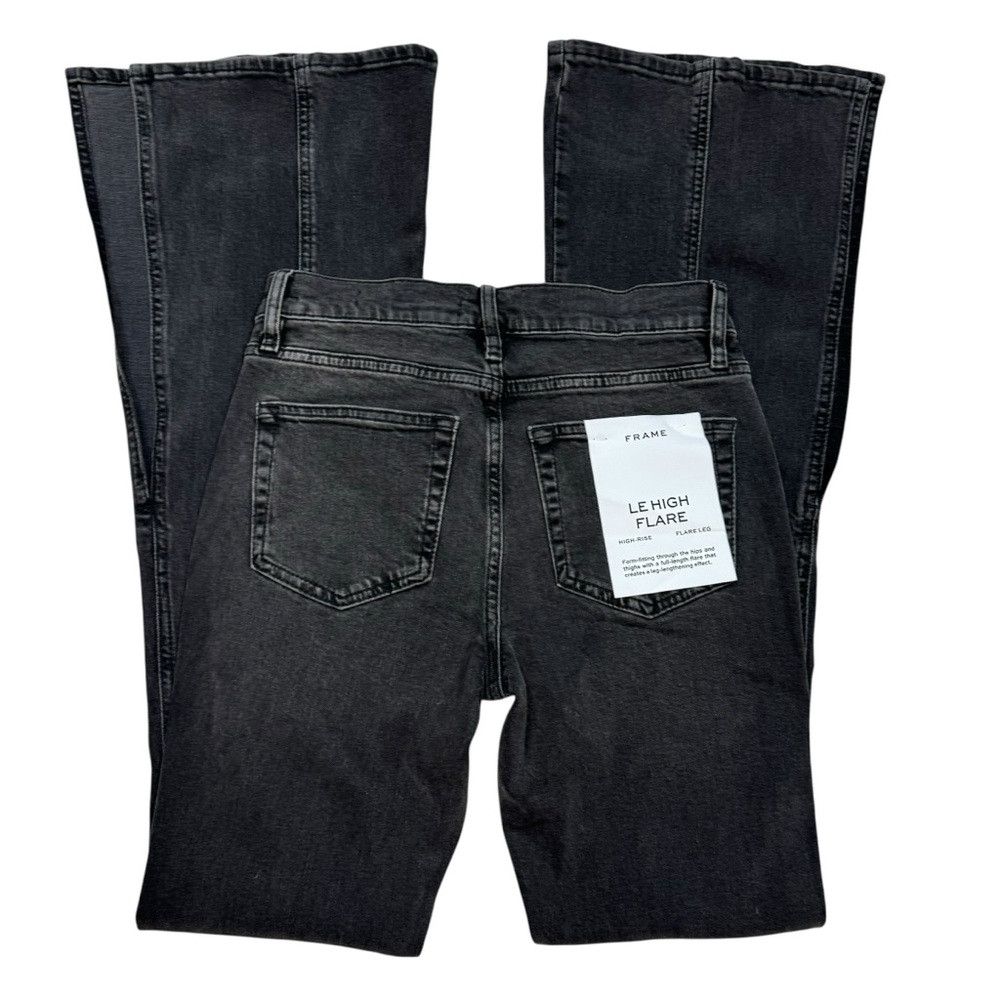Frame NWT New $278 Frame Le High Flare Side-Slit Obsidian Jeans S Size 25" / US 0 / IT 36 - 5 Thumbnail