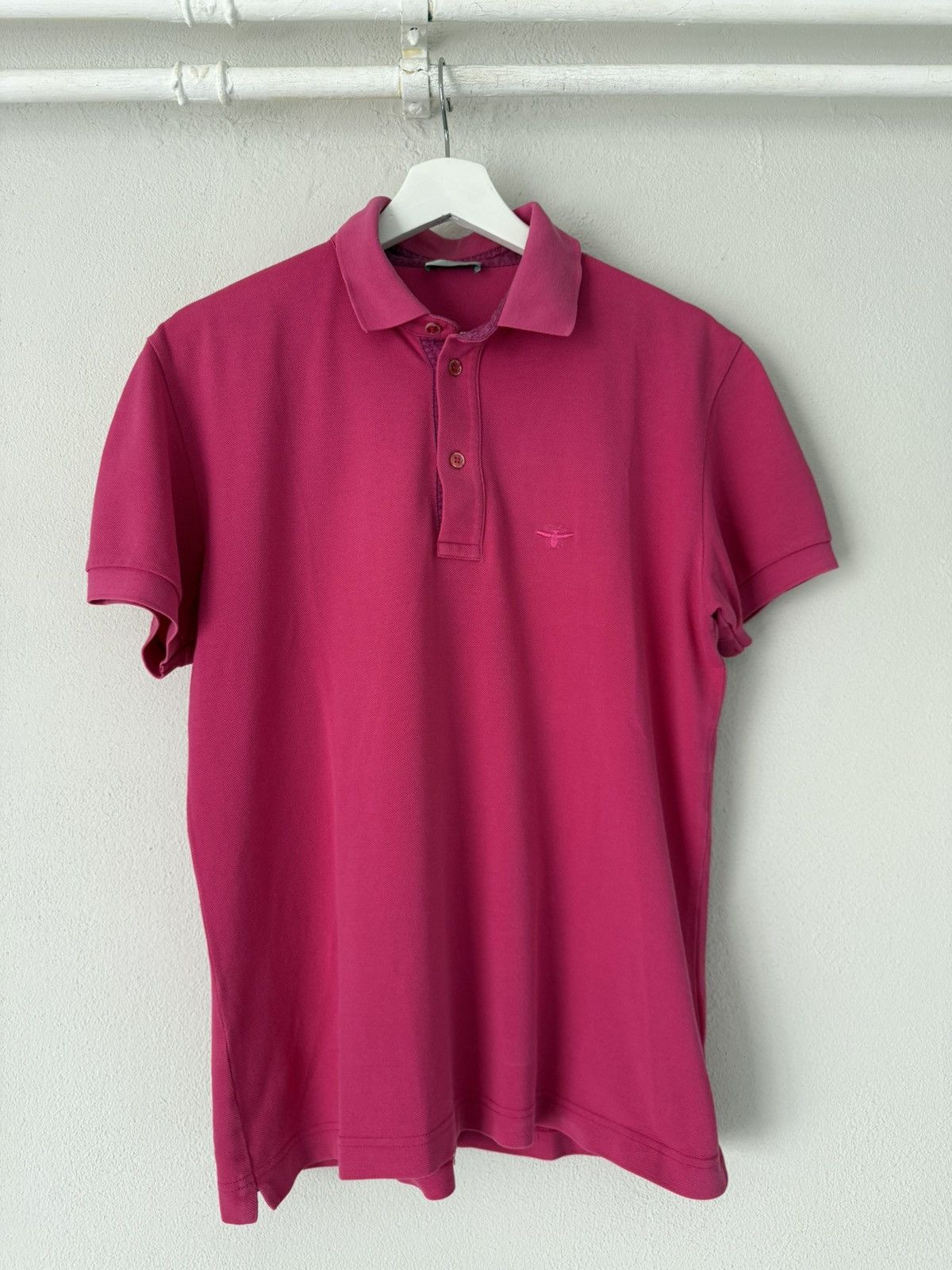 Dior Fuchsia Pink Cotton Polo Shirt with Tonal Bee Embroidery Size US M / EU 48-50 / 2 - 1 Thumbnail