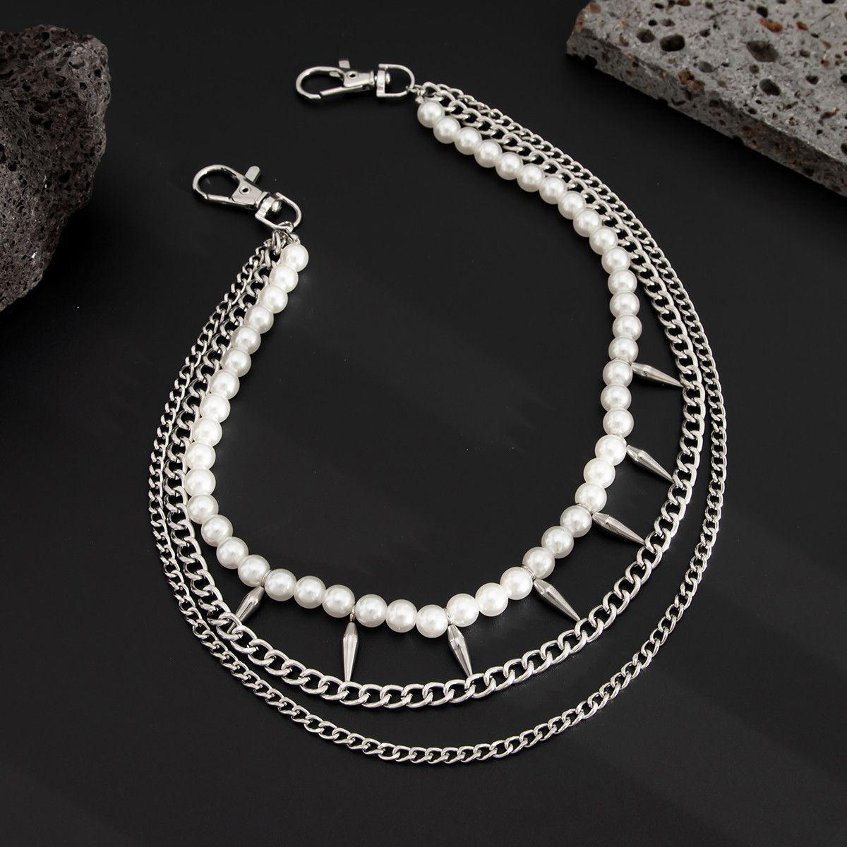Other Punk Metal Pearl Bead Pants Chain Size ONE SIZE - 4 Thumbnail