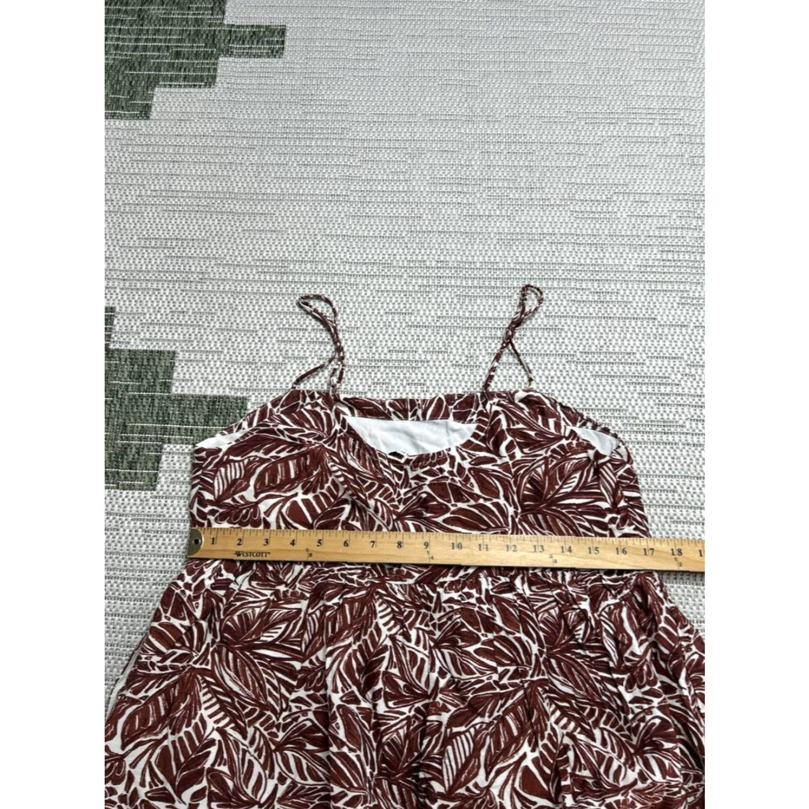 Abercrombie & Fitch Abercrombie & Fitch Dress Womens Medium Tall Brown White Floral Midi Sleeveless Cowl Neck Pullover Casual Linen Lined Summer Spring Vintage No Size M / US 6-8 / IT 42-44 - 7 Thumbnail