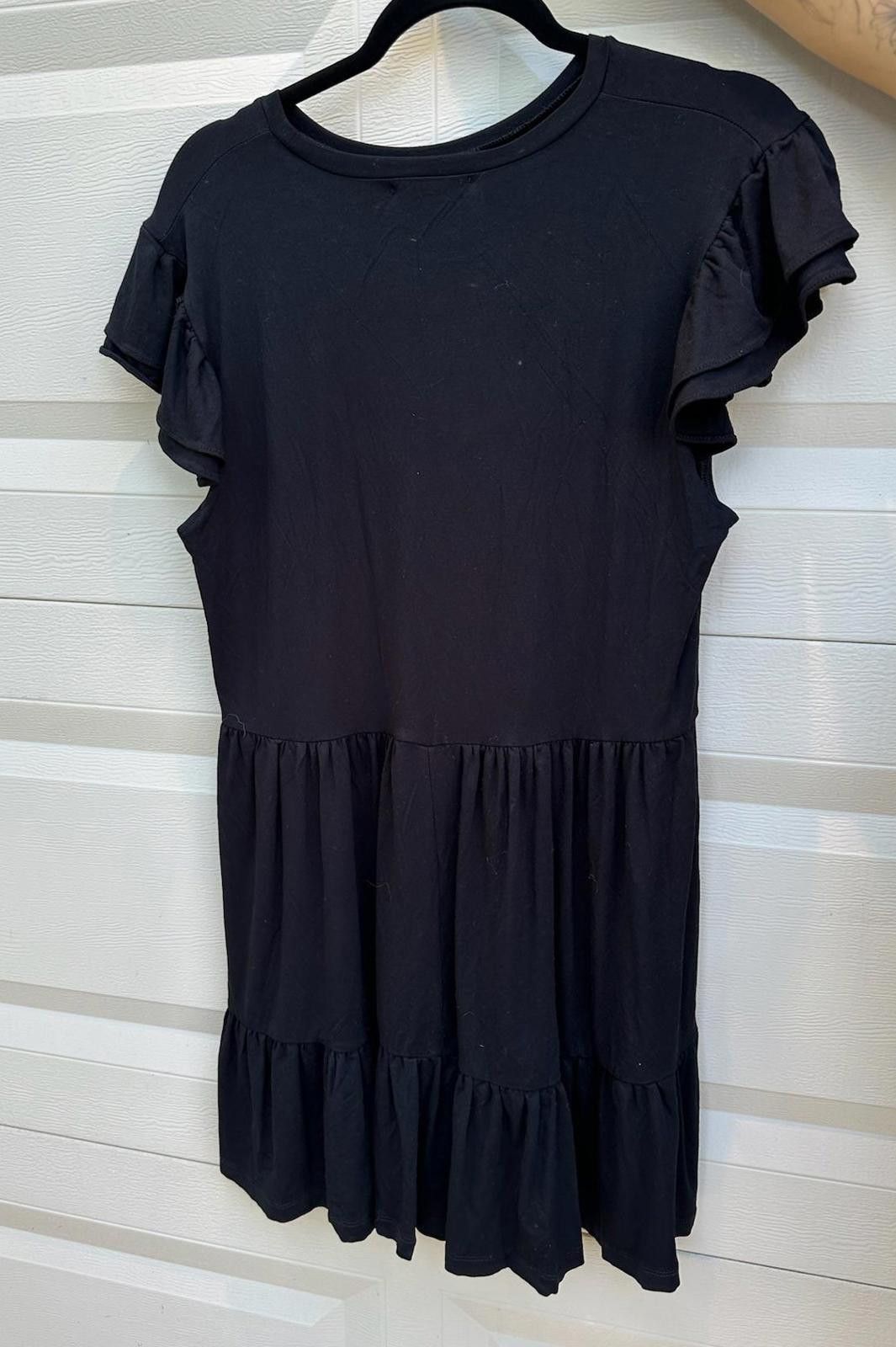 Designer Lea & Viola Black Ruffled Dress - Size L Size L / US 10 / IT 46 - 2 Thumbnail