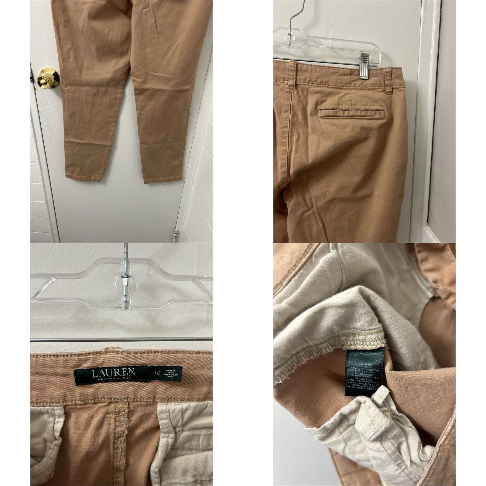 Ralph Lauren VINTAGE? No – Lauren Ralph Lauren Pants Women 12 Chino Straight Leg Beige Khaki 34x27 Stretch Comfort Easy Care YKK Buttons Zip Fly Workwear Casual Size 34" / US 12 / IT 48 - 8 Thumbnail