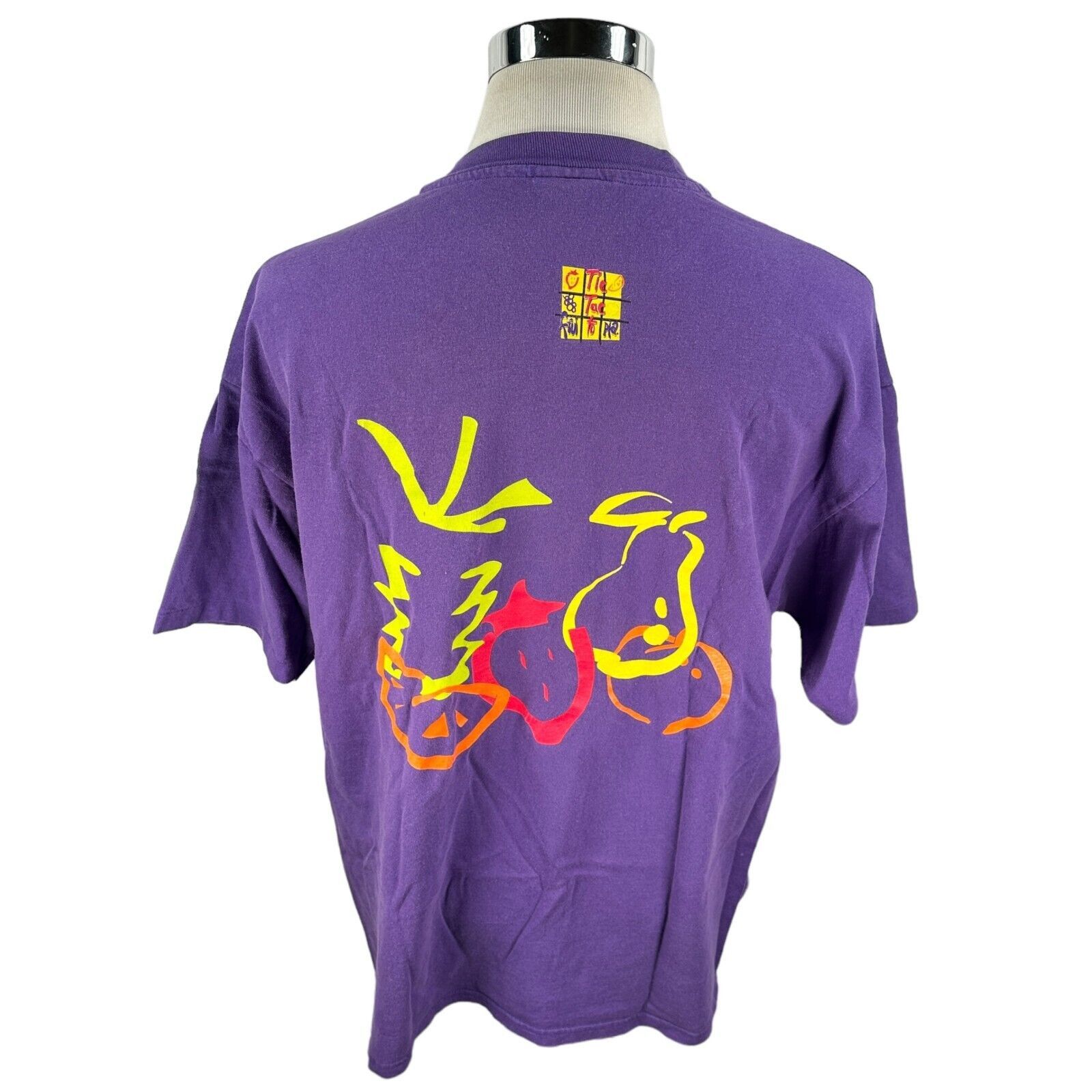 Hanes Vintage Frutopia Tic Tac Toe T-Shirt XL Purple Crew Neck 90s Size US XL / EU 56 / 4 - 6 Thumbnail