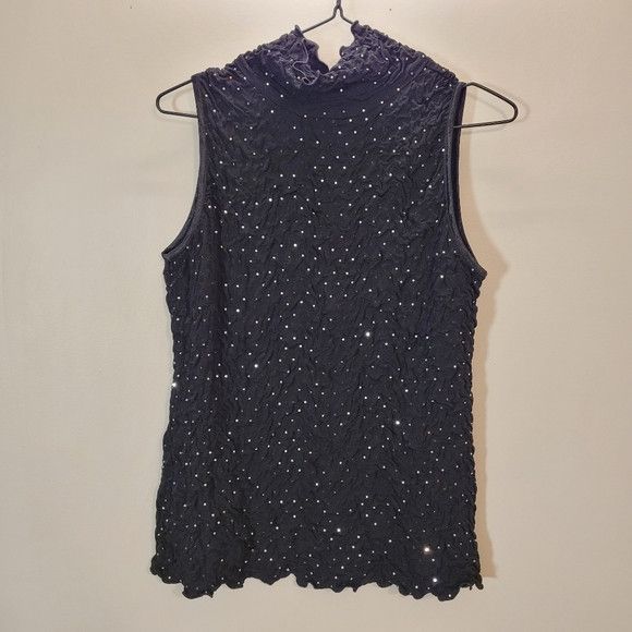 Joseph Ribkoff Vintage Joseph Ribkoff Black Textured Sequins Top - Size 10 Size L / US 10 / IT 46 - 2 Thumbnail