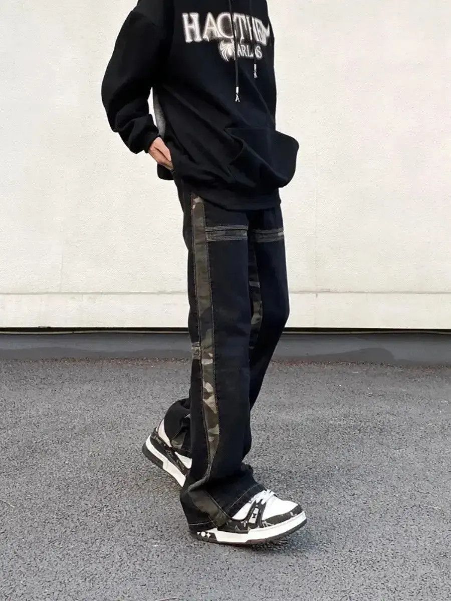 Japanese Brand Retro loose fitting camouflage patchwork jeans Size US 32 / EU 48 - 4 Thumbnail