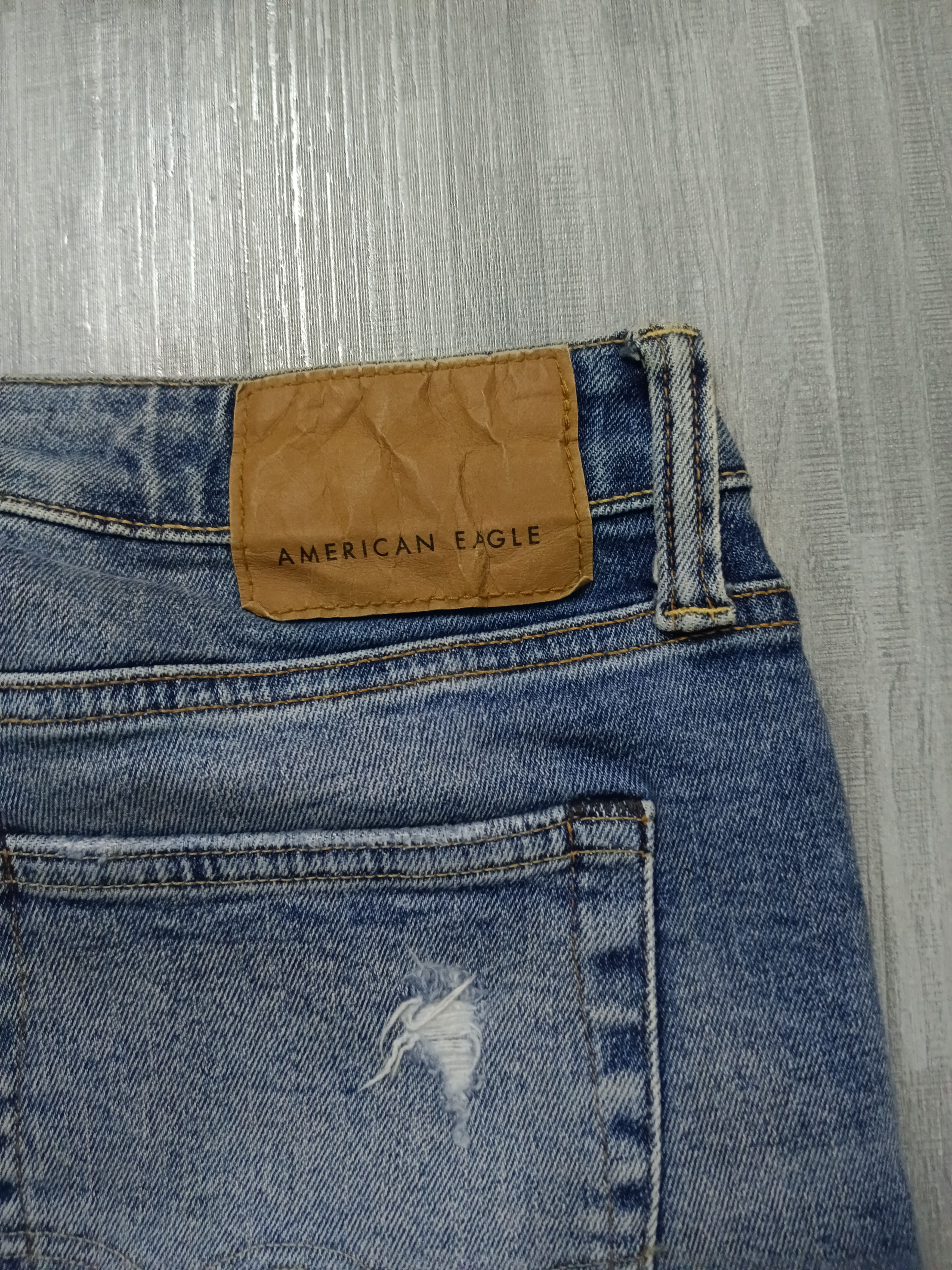 Japanese Brand DiSTRESSED DENIM PACTHWORK AMERICAN EAGLE STRETCHABLE Size US 30 / EU 46 - 8 Thumbnail