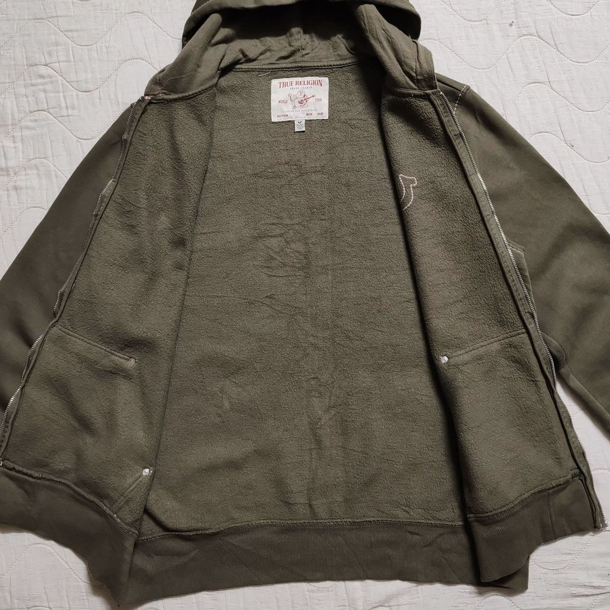 True Religion True Religion Khaki Logo Zip-Up Hoodie Size US XL / EU 56 / 4 - 11 Thumbnail