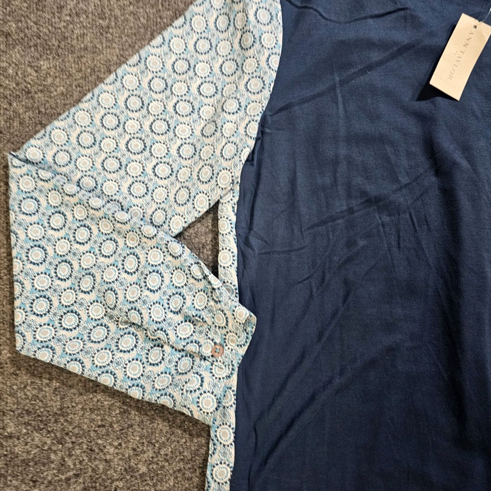 Ann Taylor Ann Taylor Top Womens L Green Blue Long Sleeve Geometric Casual Office Shirt Size L / US 10 / IT 46 - 4 Thumbnail