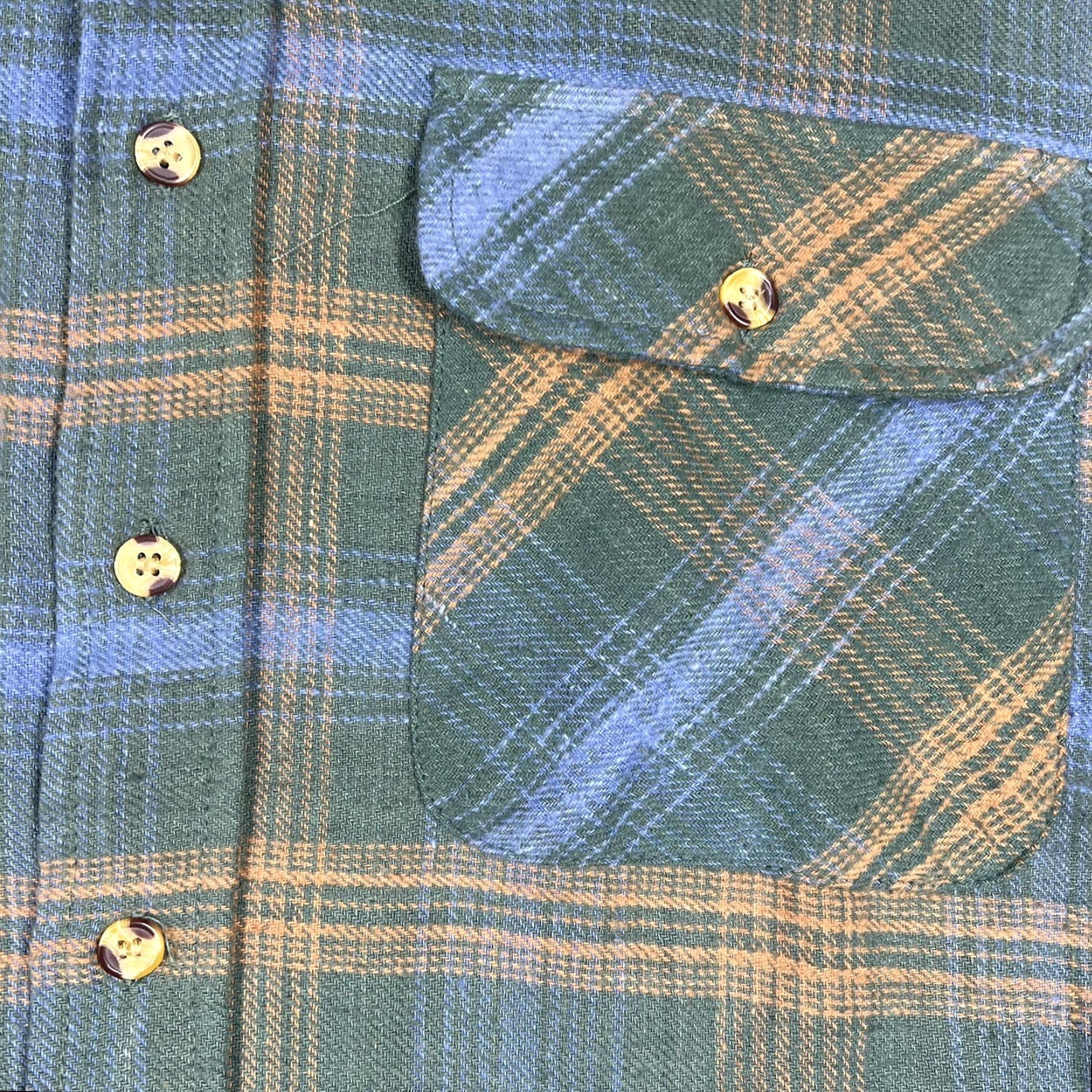 Basic Editions VINTAGE Basic Editions Men's Large Flannel Shirt Green Plaid Cotton Long Sleeve Size US L / EU 52-54 / 3 - 6 Thumbnail