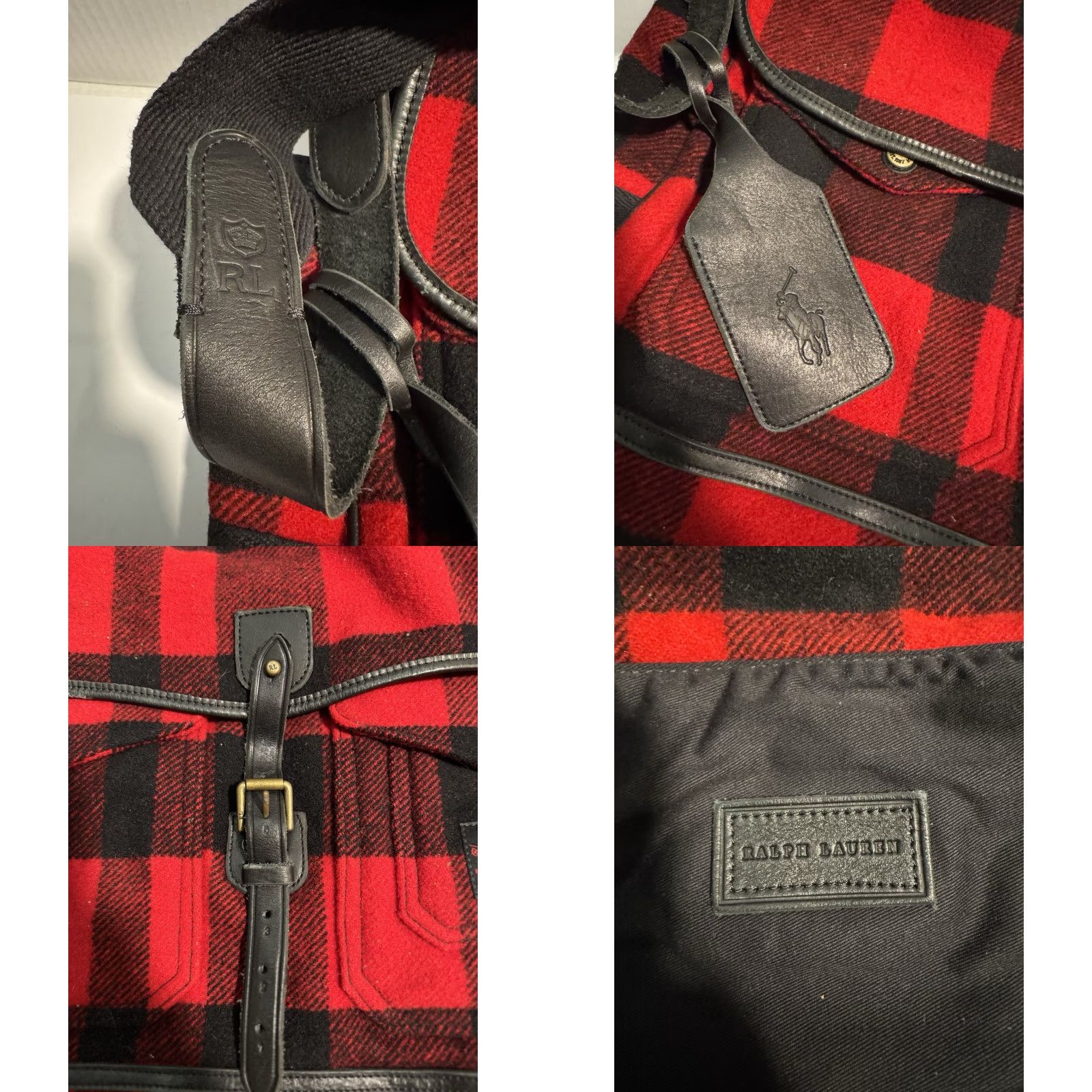 Polo Ralph Lauren VINTAGE Polo Ralph Lauren 100% Wool Buffalo Plaid Shoulder Bag RLPC 13x21 Mens Womens Size ONE SIZE - 8 Thumbnail