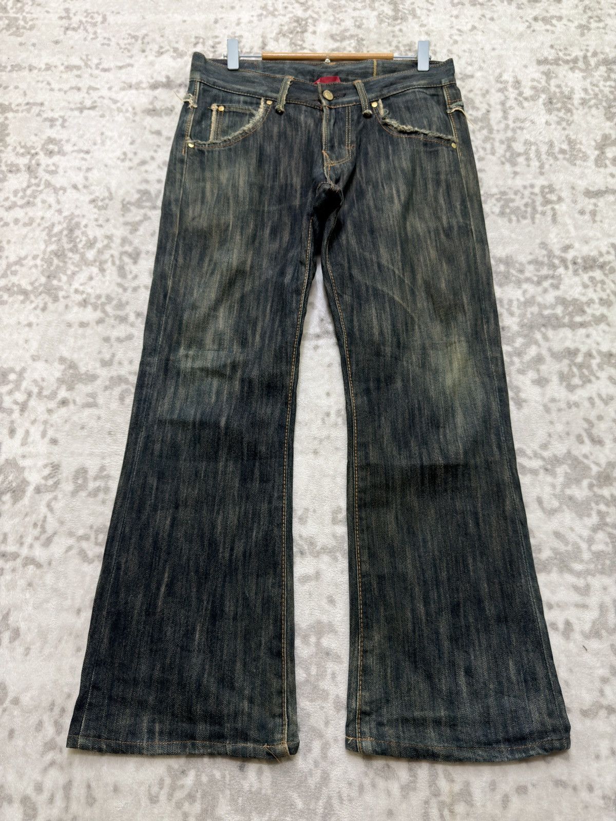 Edwin Flared EDWIN 503 Distressed Style V Pocket Denim Jeans Size US 31 - 2 Thumbnail