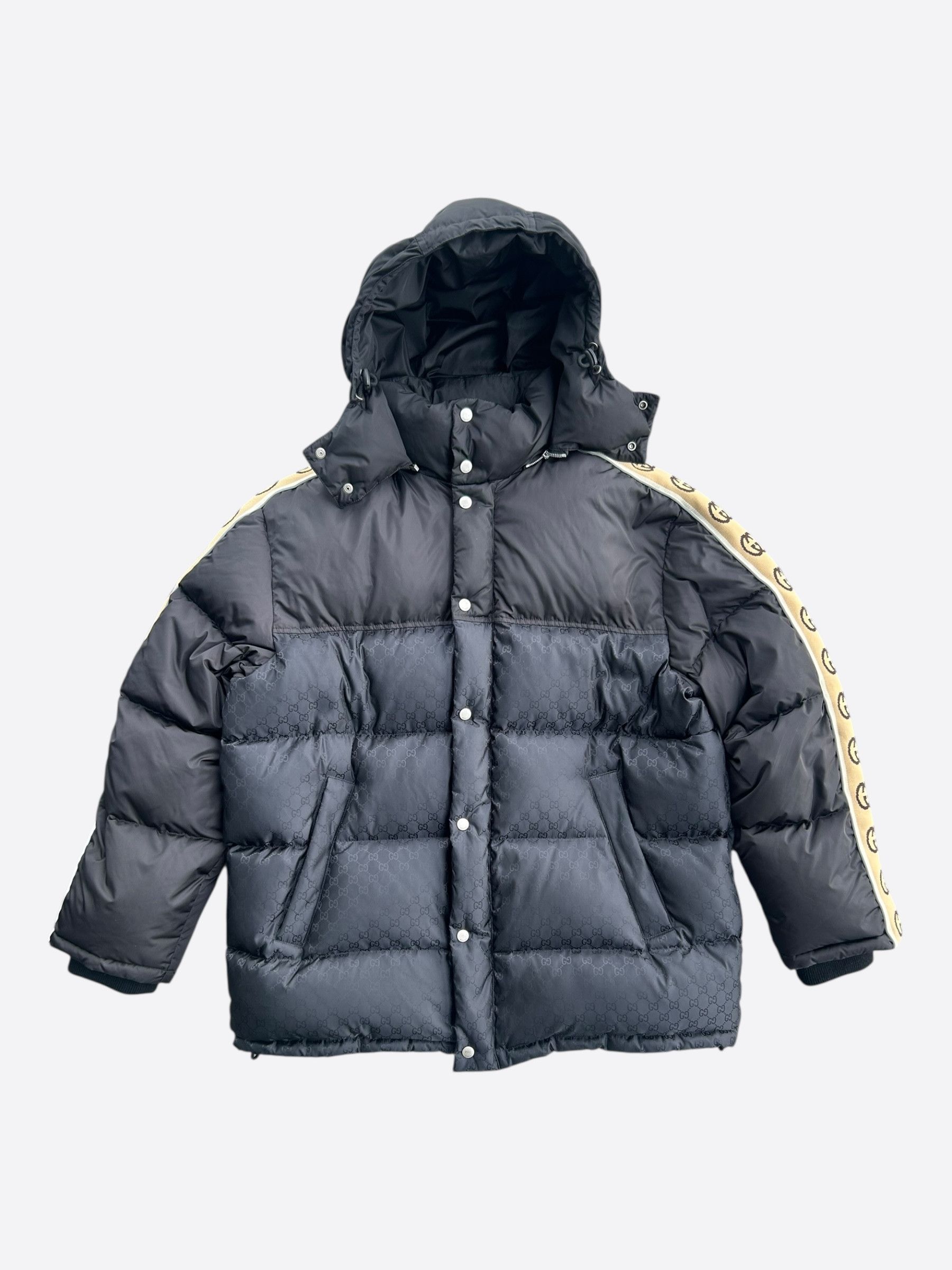 Gucci Gucci Black Monogram Jacquard Puffer Jacket Size US XL / EU 56 / 4 - 1 Thumbnail