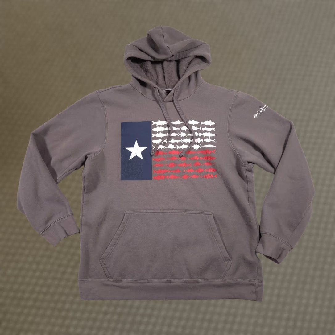 Vintage Columbia Hoodie Mens Medium Gray Fish USA Texas Flag Graphic Pullover Fleece Size US M / EU 48-50 / 2 - 1 Thumbnail