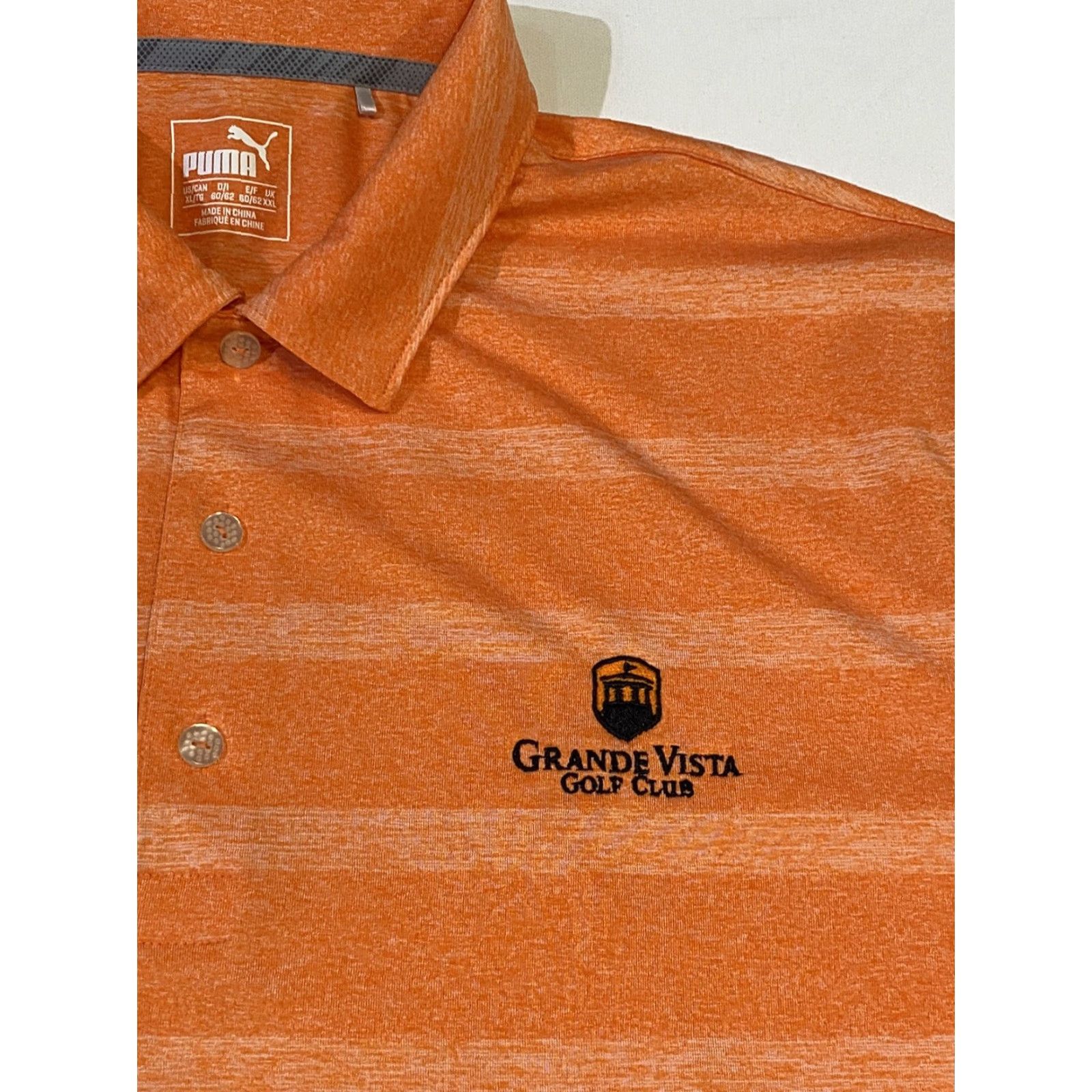 Puma PUMA Golf Polo Shirt Mens XL Orange Striped Short Sleeve Button Collared Performance Activewear Casual Sportswear Size US XL / EU 56 / 4 - 4 Thumbnail