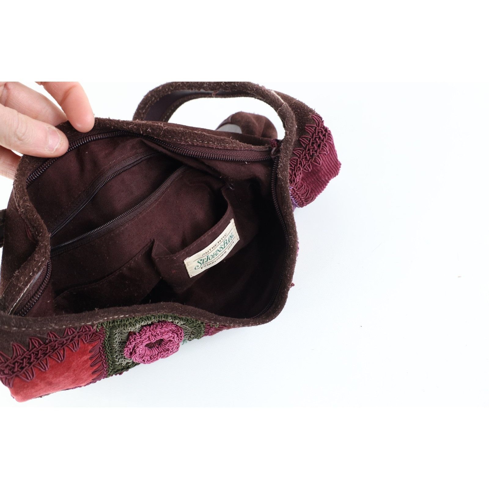 Vintage Vintage 90s Babydoll Suede Leather Patchwork Purse Bag Size ONE SIZE - 11 Thumbnail
