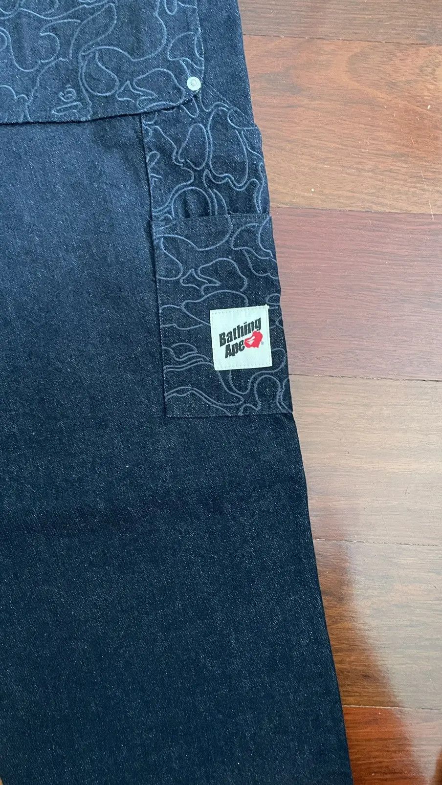 Bape Camo Patch Denim Double Knee Work Pants Size US 33 - 3 Thumbnail