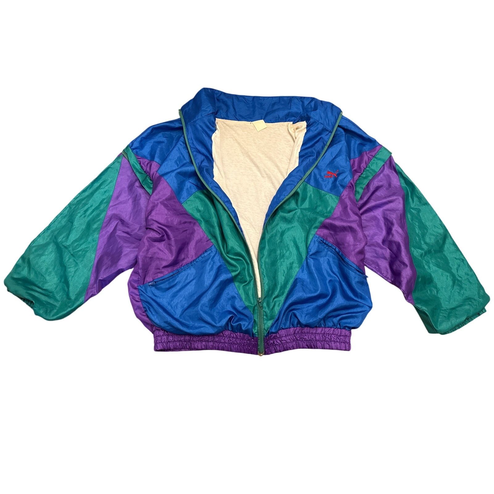 Puma Vintage 80s Puma parachute nylon track removable sleeve Size L / US 10 / IT 46 - 4 Thumbnail