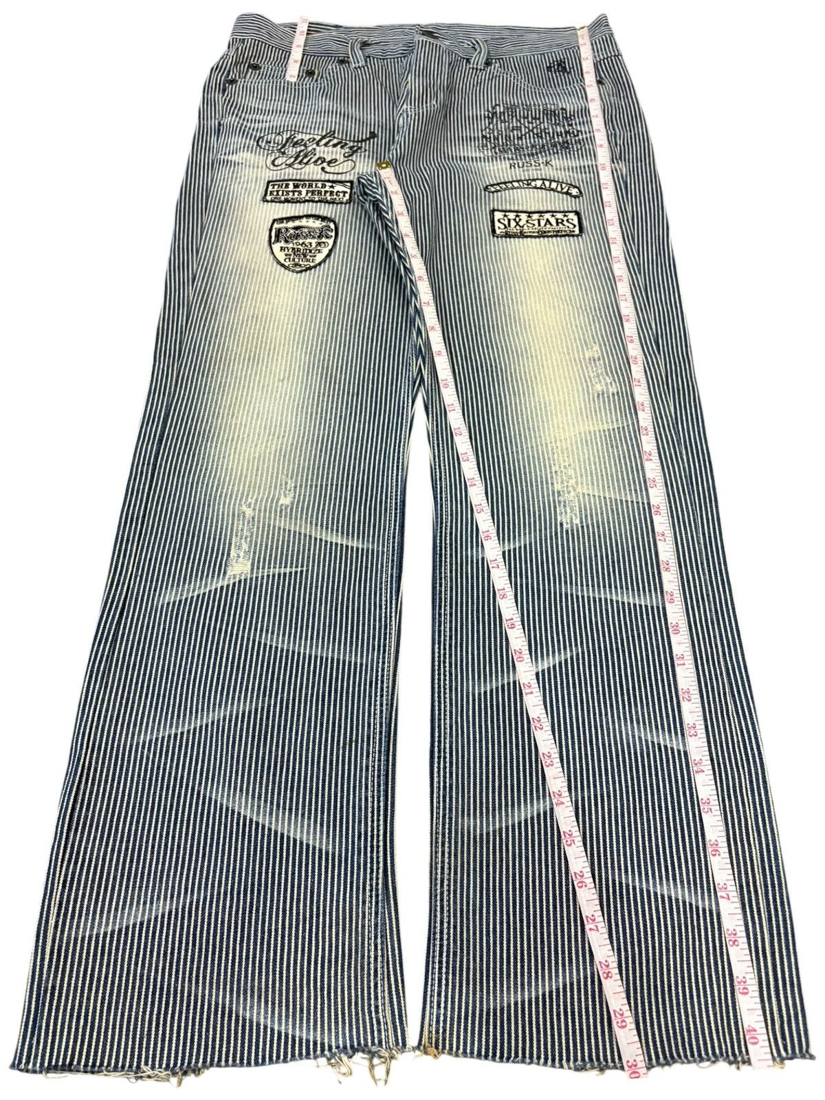 Yoshiyuki Konishi Vintage Japanese Brand Hickory Patched Bootcut Jeans Size US 34 / EU 50 - 12 Thumbnail