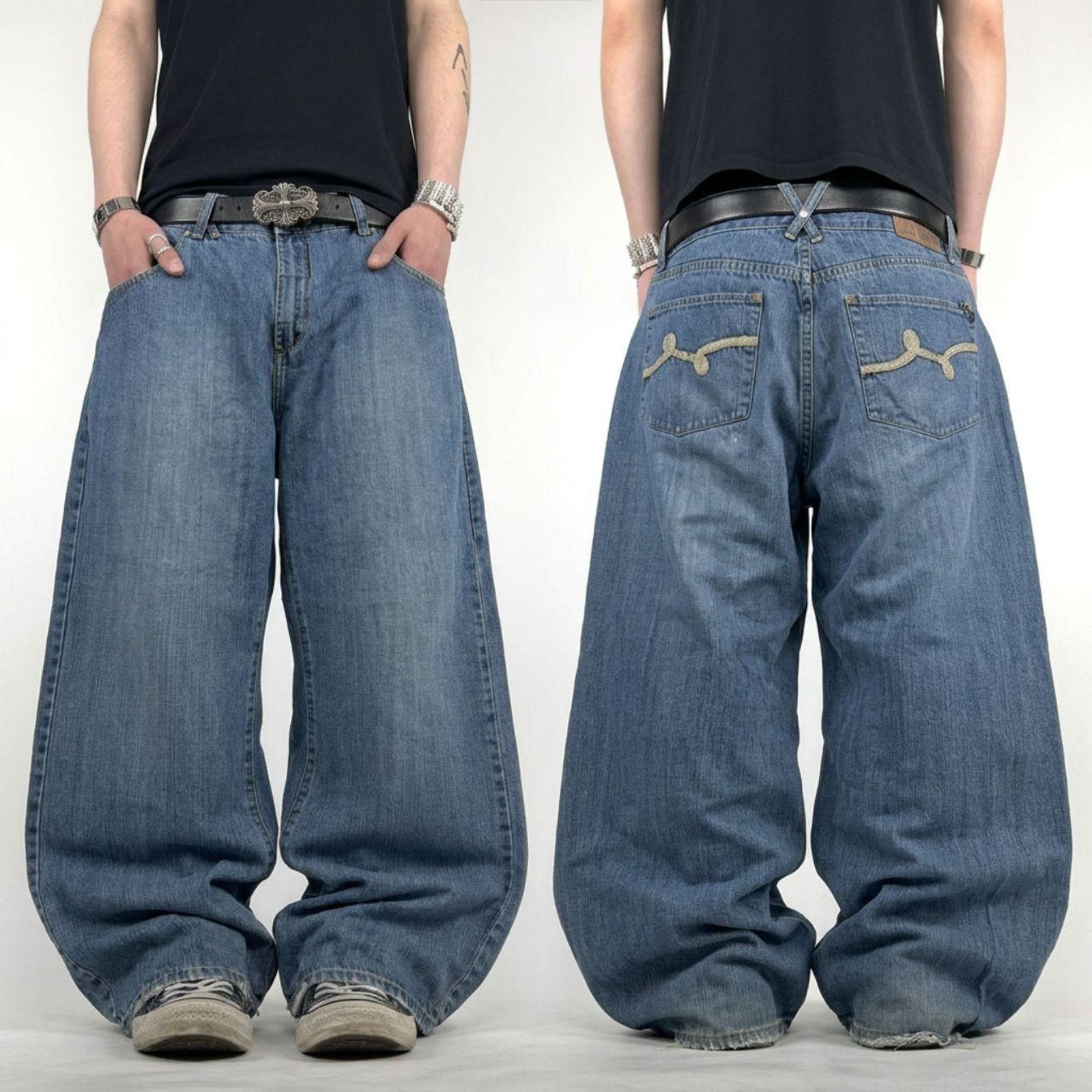 Ecko Unltd. × JNCO × Vintage Vintage y2k embroidered baggy skater wide leg archive jeans Size US 40 / EU 56 - 1 Thumbnail