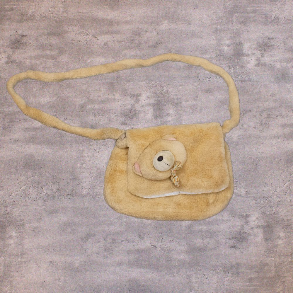 Japanese Brand Vintage Y2K 2000's Teddy Bear Faux Fur Fleece Shoulder Bag Size ONE SIZE - 1 Thumbnail