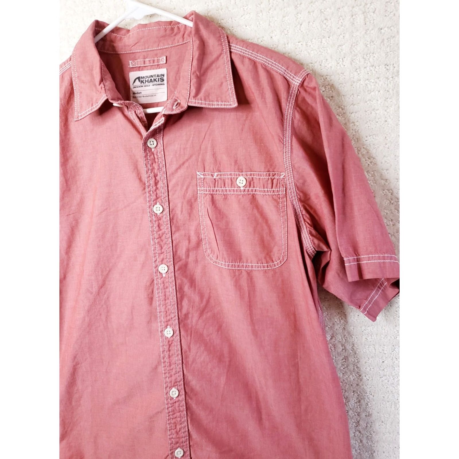 Mountain Khakis Mountain Khakis Shirt Short Sleeve Button-Up Red 100% Cotton Mens M Regular Size US M / EU 48-50 / 2 - 5 Thumbnail