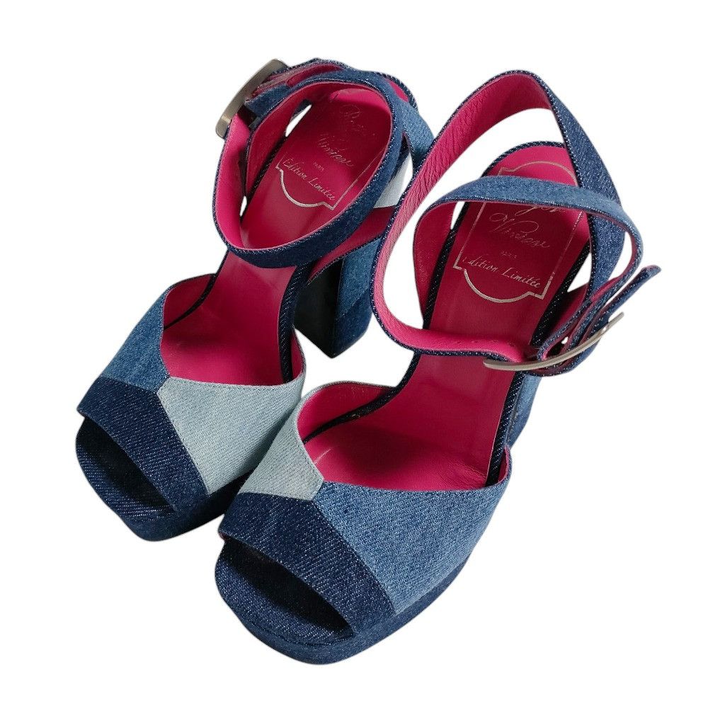 Roger Vivier Roger Vivier Roger Vivier Prismic Denim Platform Sandals Denim Shoes DUTY FREE for USA Size ONE SIZE - 1 Thumbnail