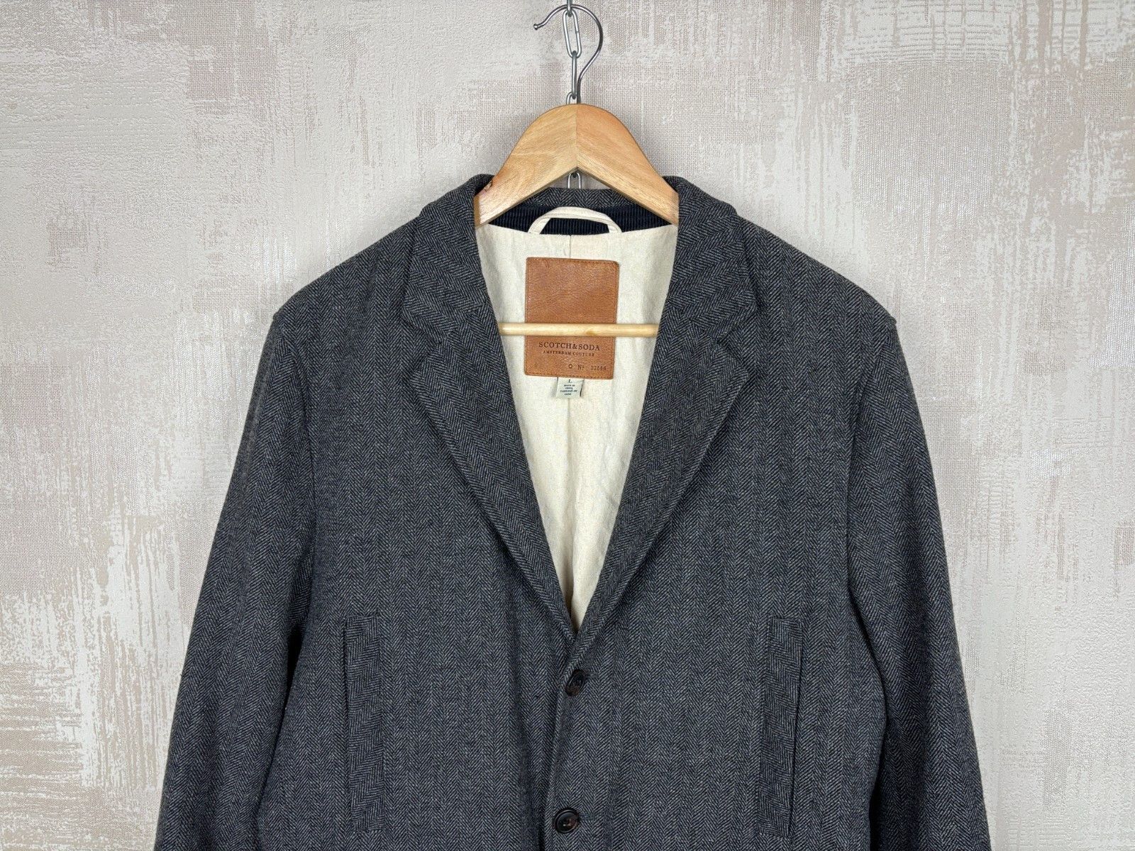 Scotch & Soda Scotch & Soda Wool Blend Herringbone Tweed Blazer Elbow Pads Size US L / EU 52-54 / 3 - 3 Thumbnail