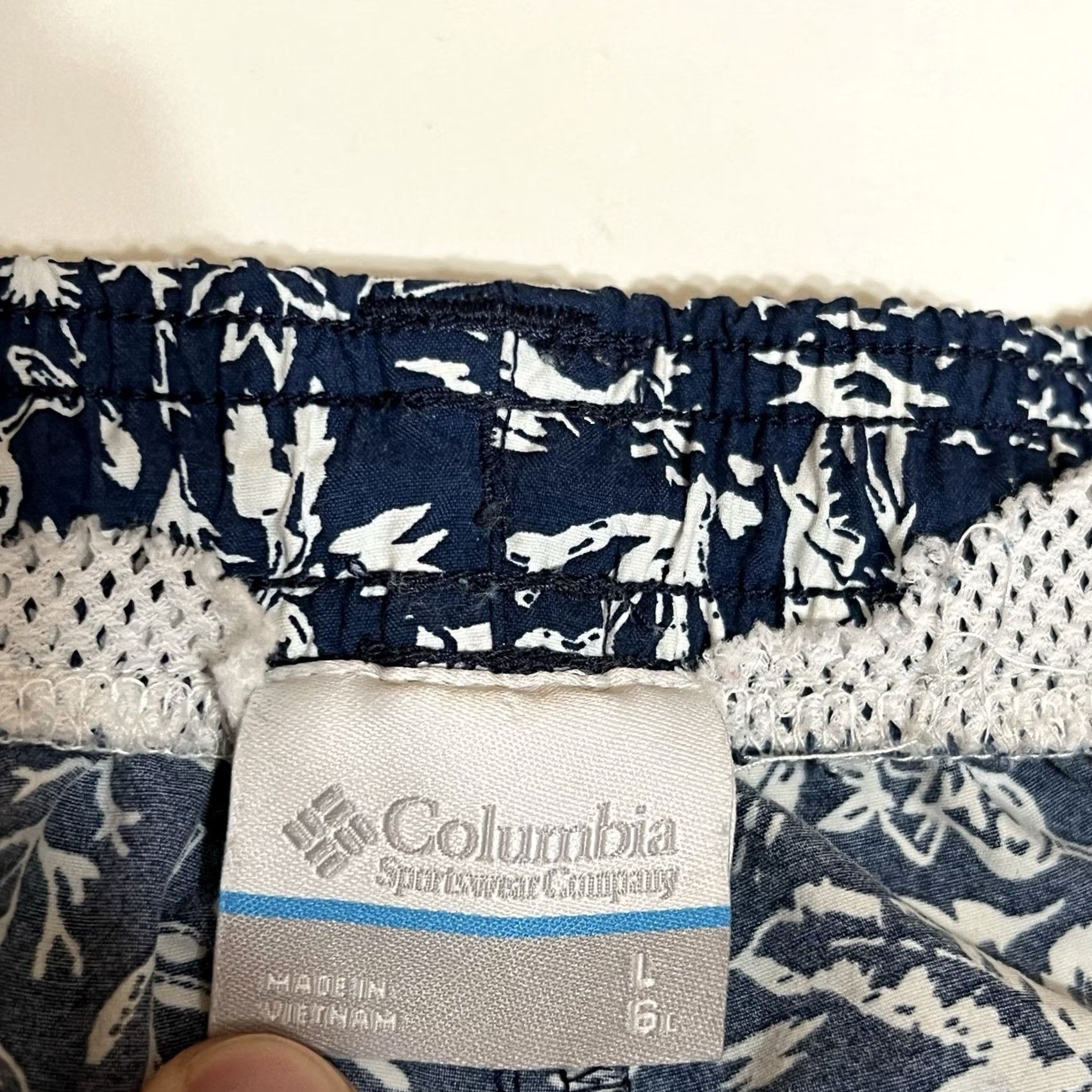 Vintage Columbia Trunks Mens Large Blue PFG Tropical Drawstring Elastic Waist Pockets Swimming Bottom Short Size US 33 - 6 Thumbnail
