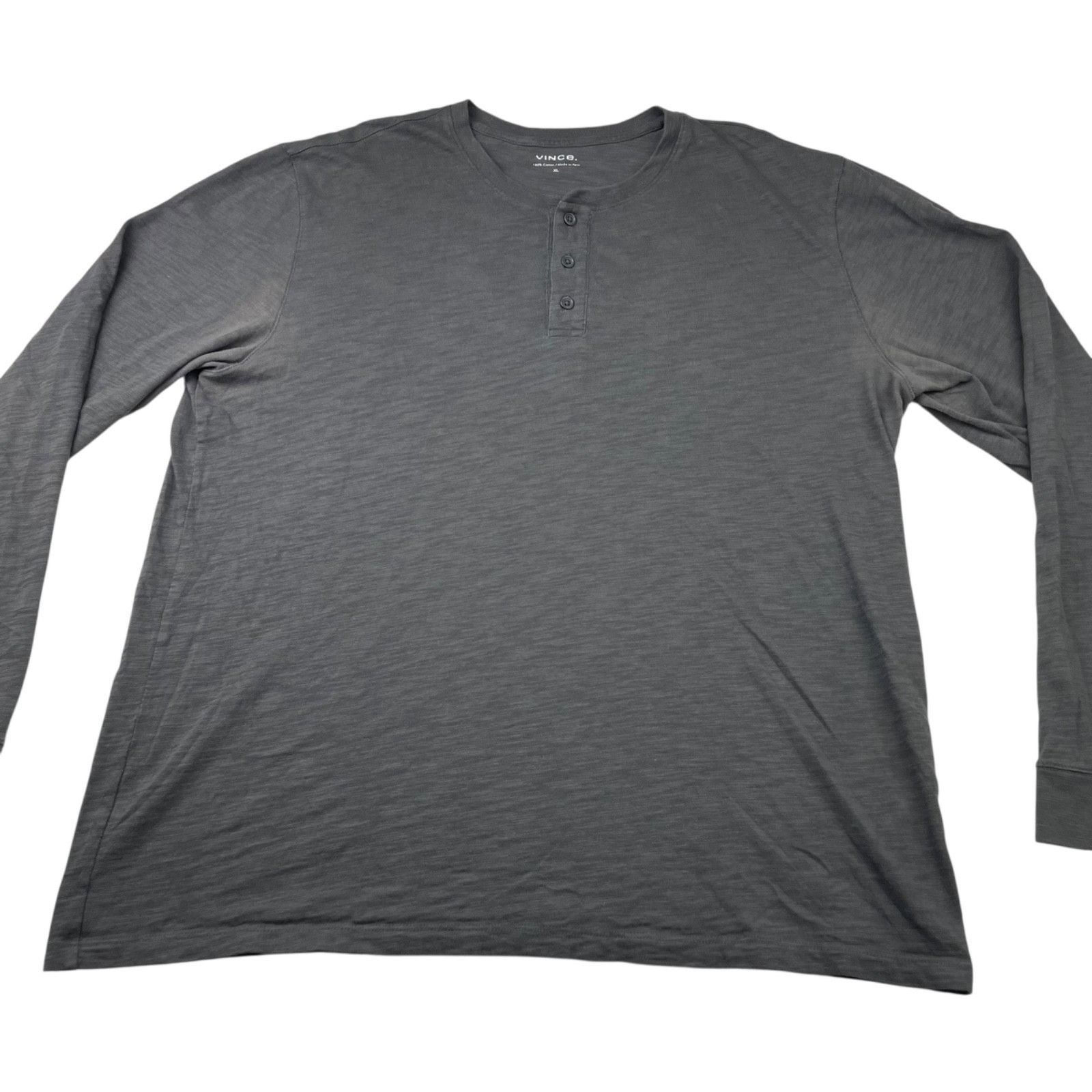 Vince Vince Men's 100% Cotton L/S Henley T-Shirt Gray • XL Size US XL / EU 56 / 4 - 2 Thumbnail