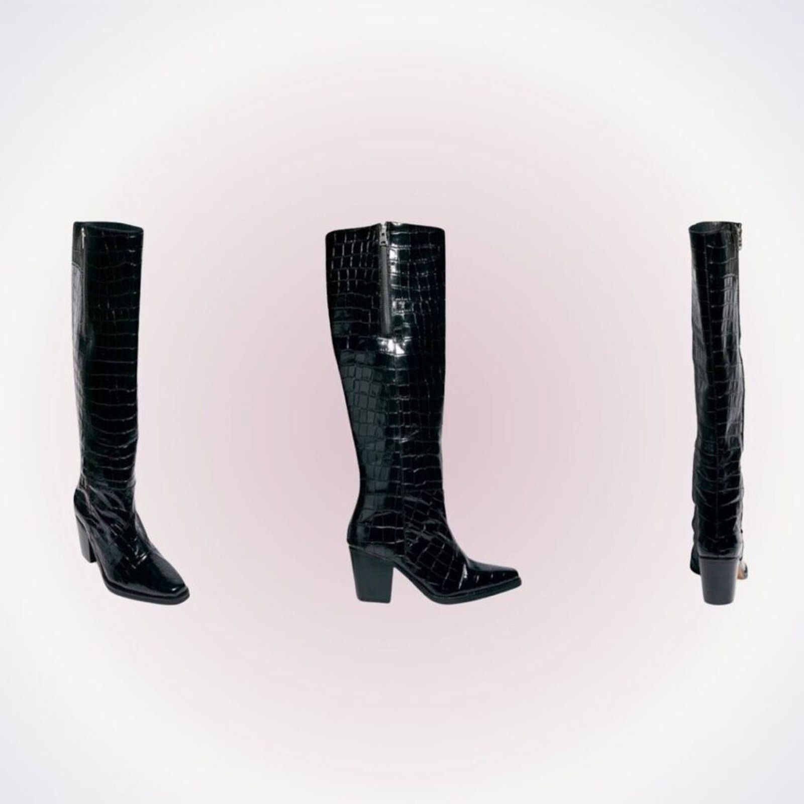 Allsaints AllSaints Cohen Knee-High Boots in Croc Emboss | Sz 39 Size US 8.5 / IT 38.5 - 2 Thumbnail