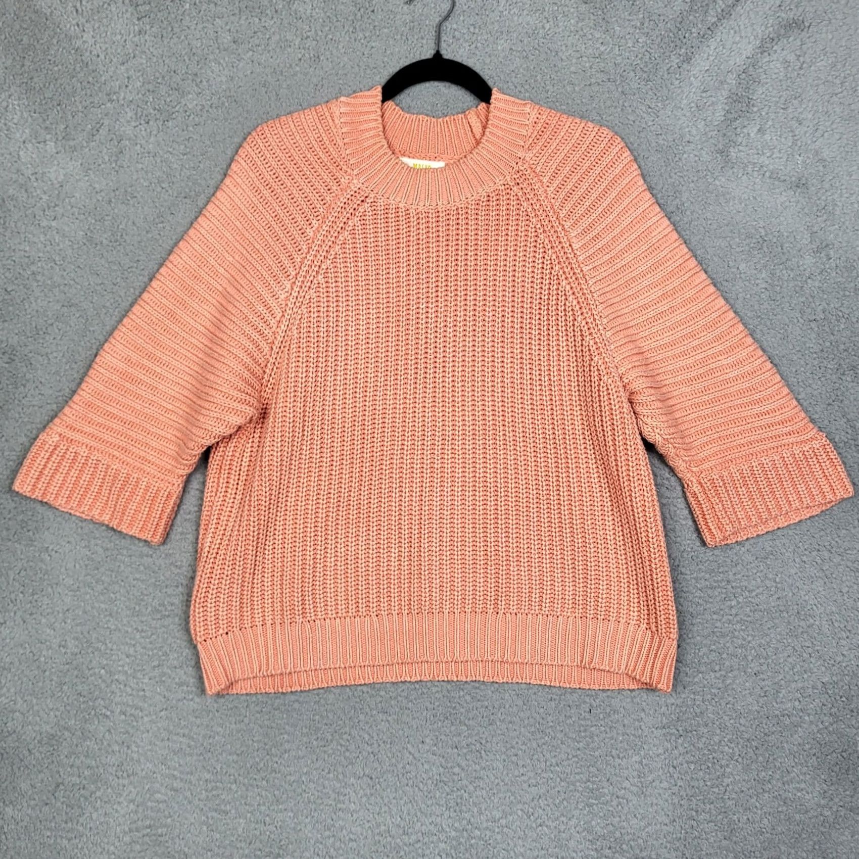 Anthropologie Maeve By Anthropologie Chunky Coral Mackenzie 3/4 Sleeve Sweater XS Orange Crew Neck Pullover Women's Knit Casual Modern All Seasons Fall Winter Size XS / US 0-2 / IT 36-38 - 2 Thumbnail