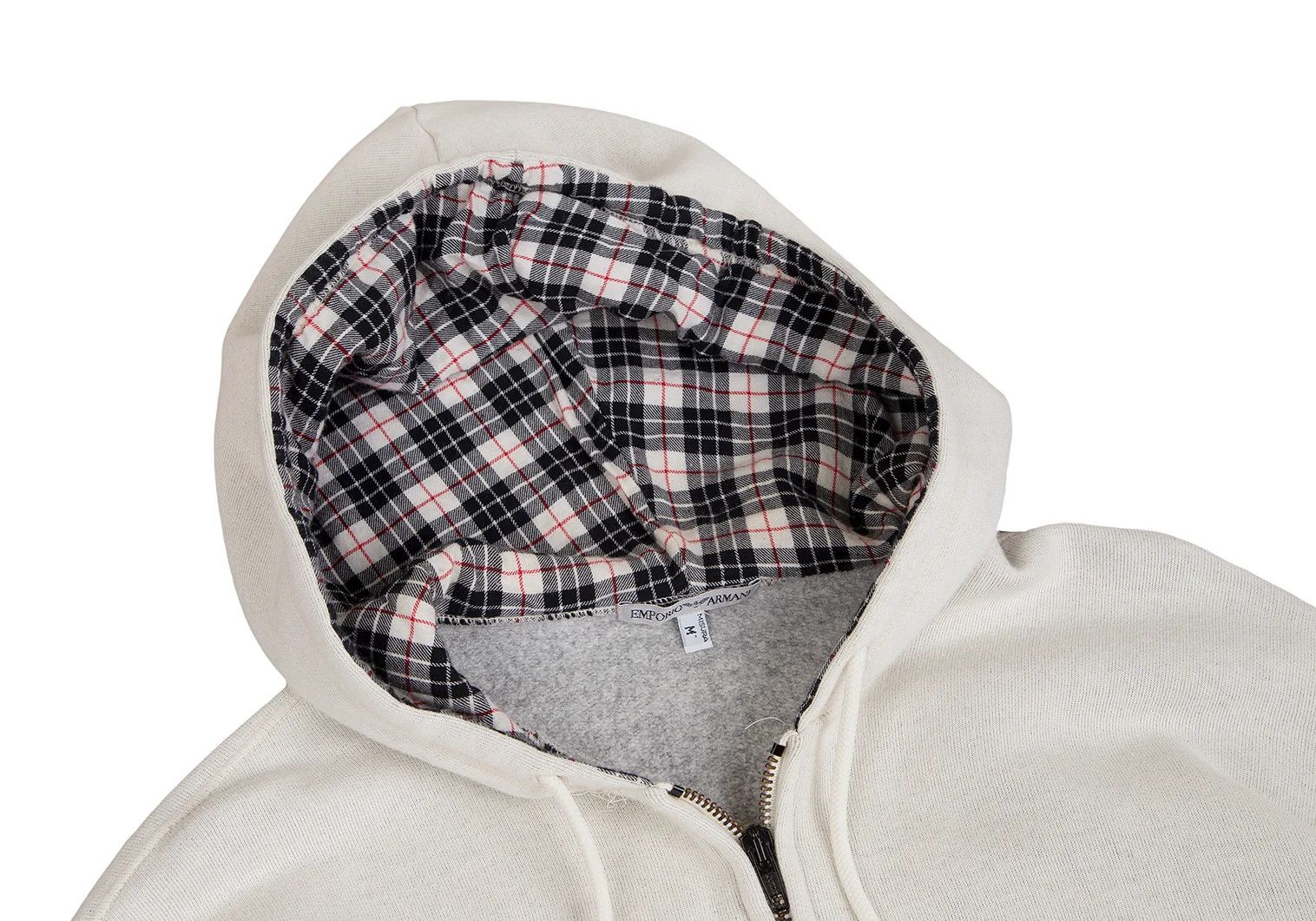 Emporio Armani Cotton Rayon Back Print Zip-Up Hoodie Off White M Size US M / EU 48-50 / 2 - 8 Thumbnail