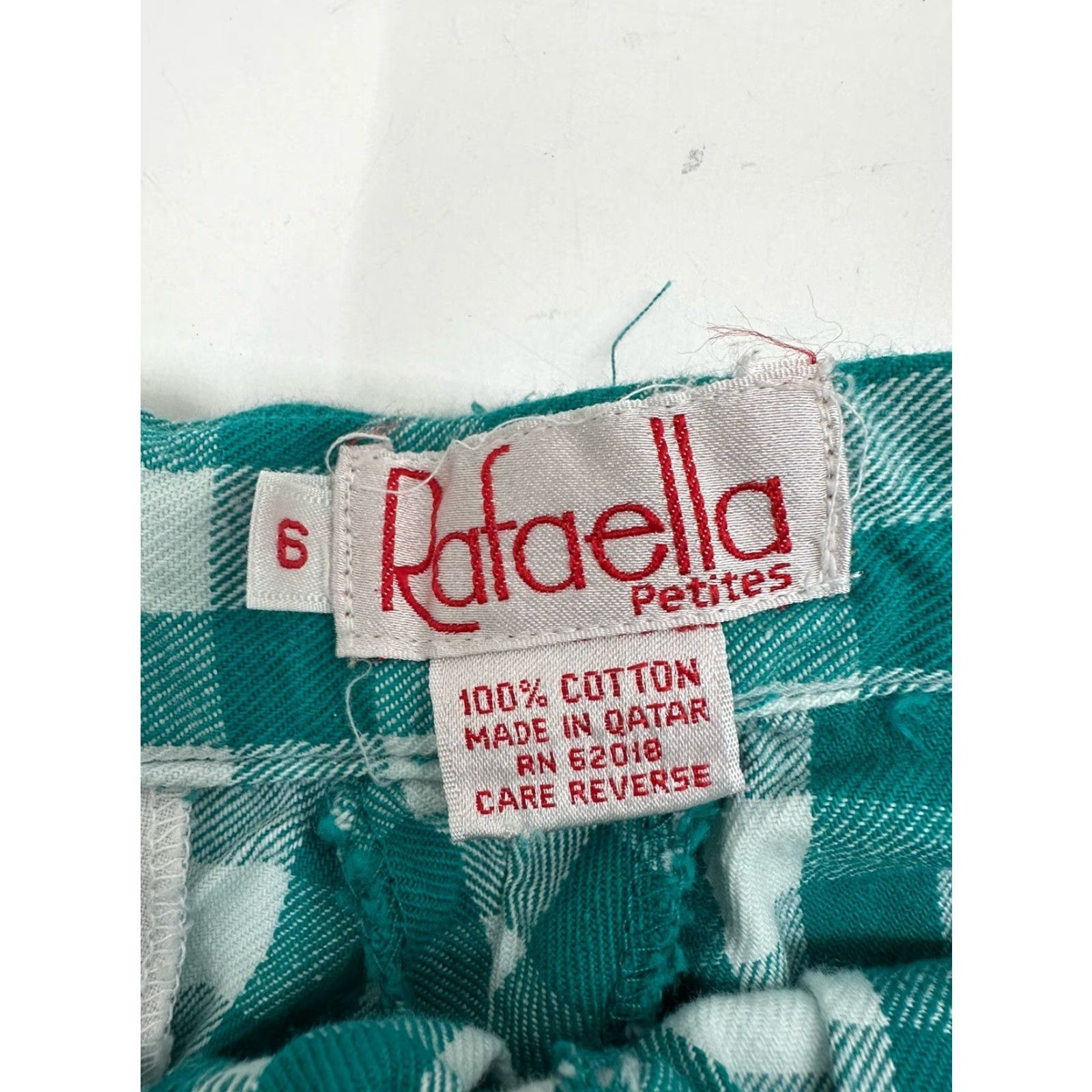 Vintage Rafaella Petites Womens Shorts High Waisted Checkered Teal White 6P Blue Cotton Casual Womens Shorts Size 28" / US 6 / IT 42 - 3 Thumbnail