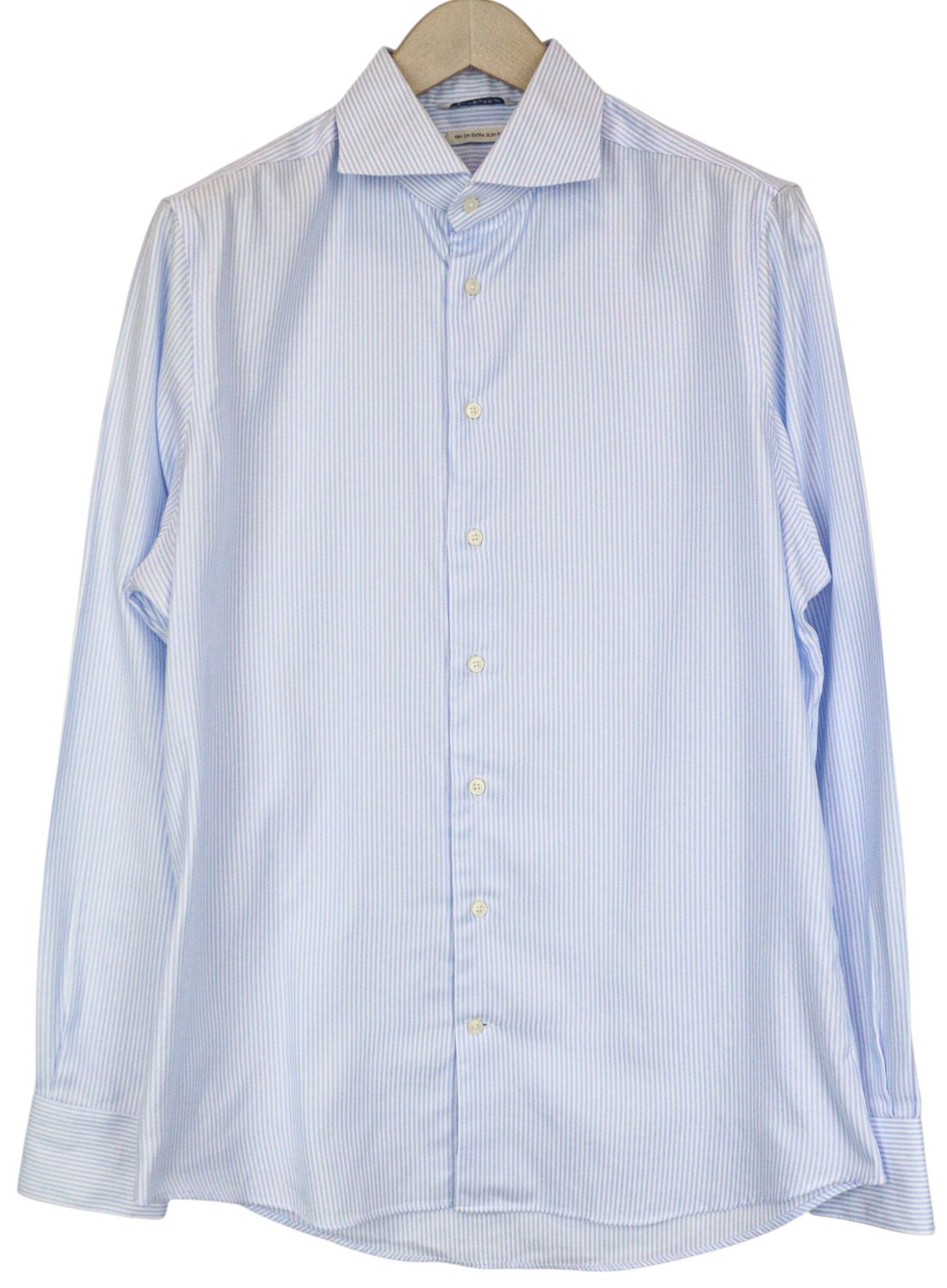 Suitsupply TRY ON XS 42/16 1/2 Blue Pinstripe Shirt 86599 Size 42R - 1 Thumbnail
